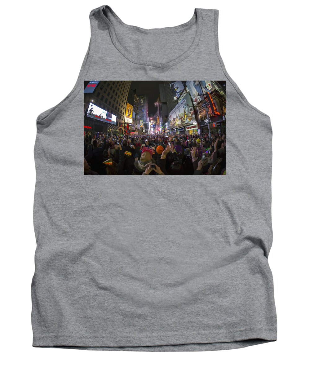 Nye Tank Top featuring the photograph New Years Eve in N Y C, 2015 by The Flying Photographer