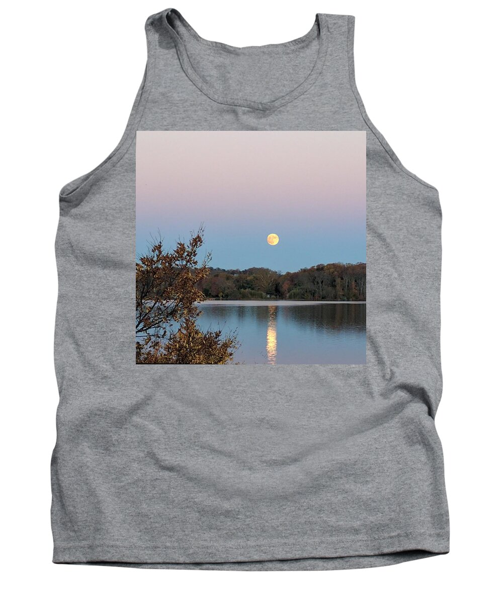 Moon Tank Top featuring the photograph Occoquan Moon by Lin Grosvenor