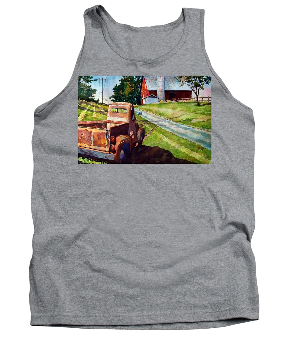 Watercolor Tank Top featuring the painting Ol '54 by Mick Williams