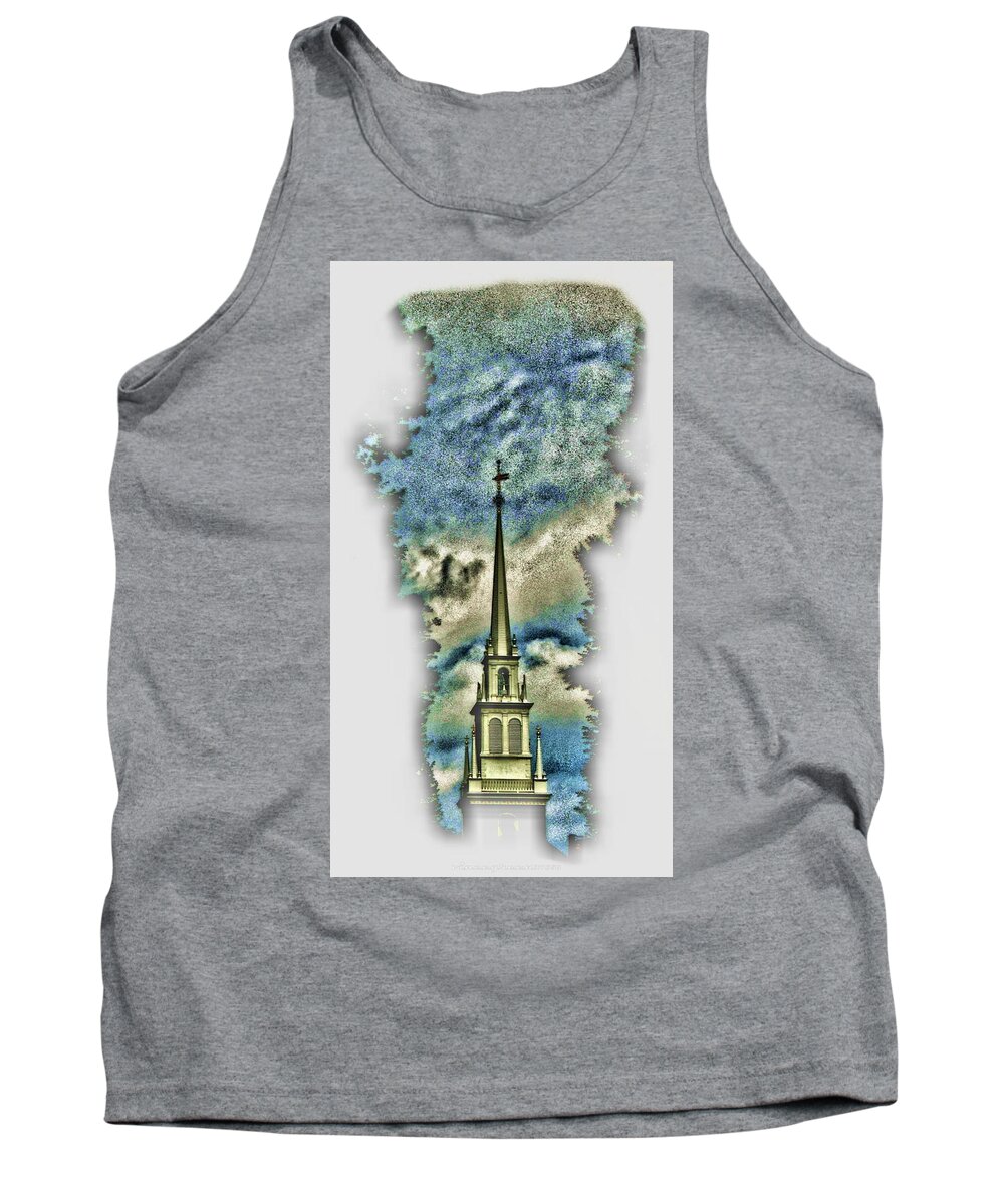 Church Tank Top featuring the digital art Old North Church Steeple by Vincent Green