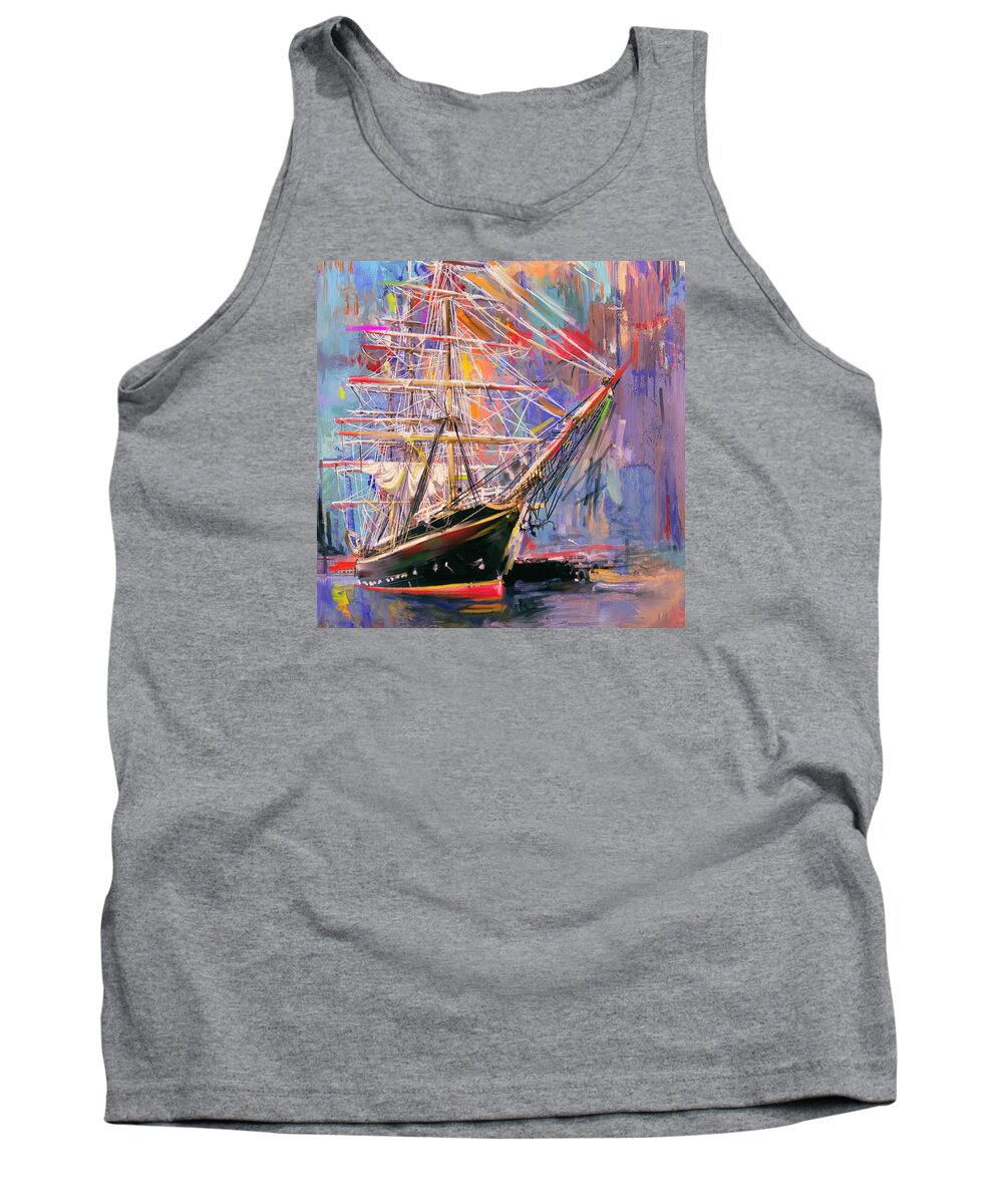Old Ship Tank Top featuring the painting Old Ship 226 4 by Mawra Tahreem
