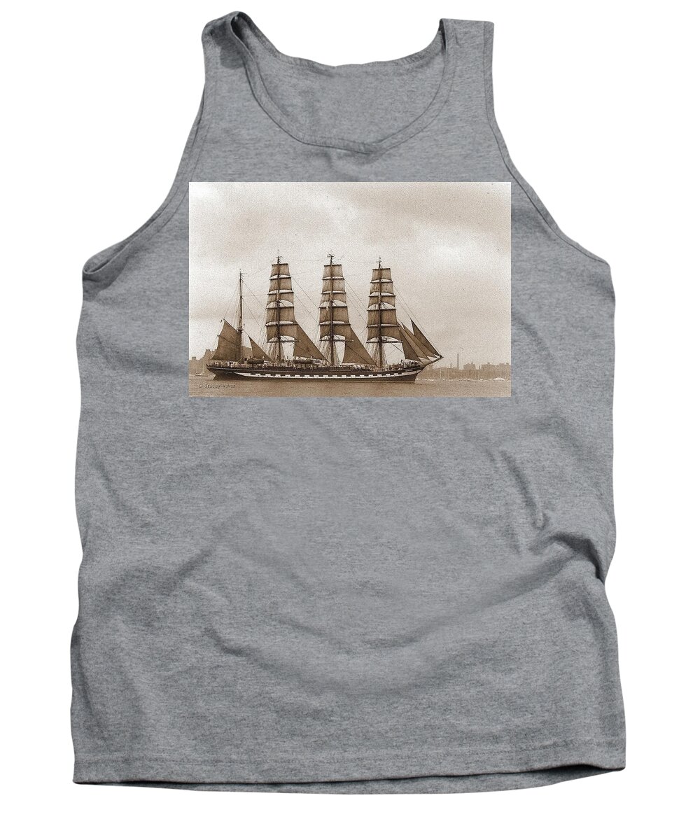Tall Ship Tank Top featuring the photograph Old Time Schooner by Tracey Vivar