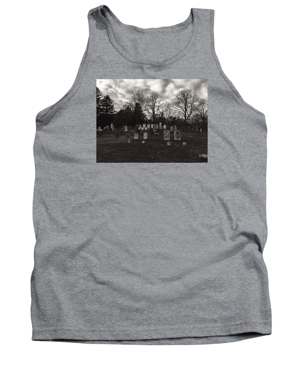 B&w Tank Top featuring the photograph Old Town Cemetery , Sandwich Massachusetts by Frank Winters