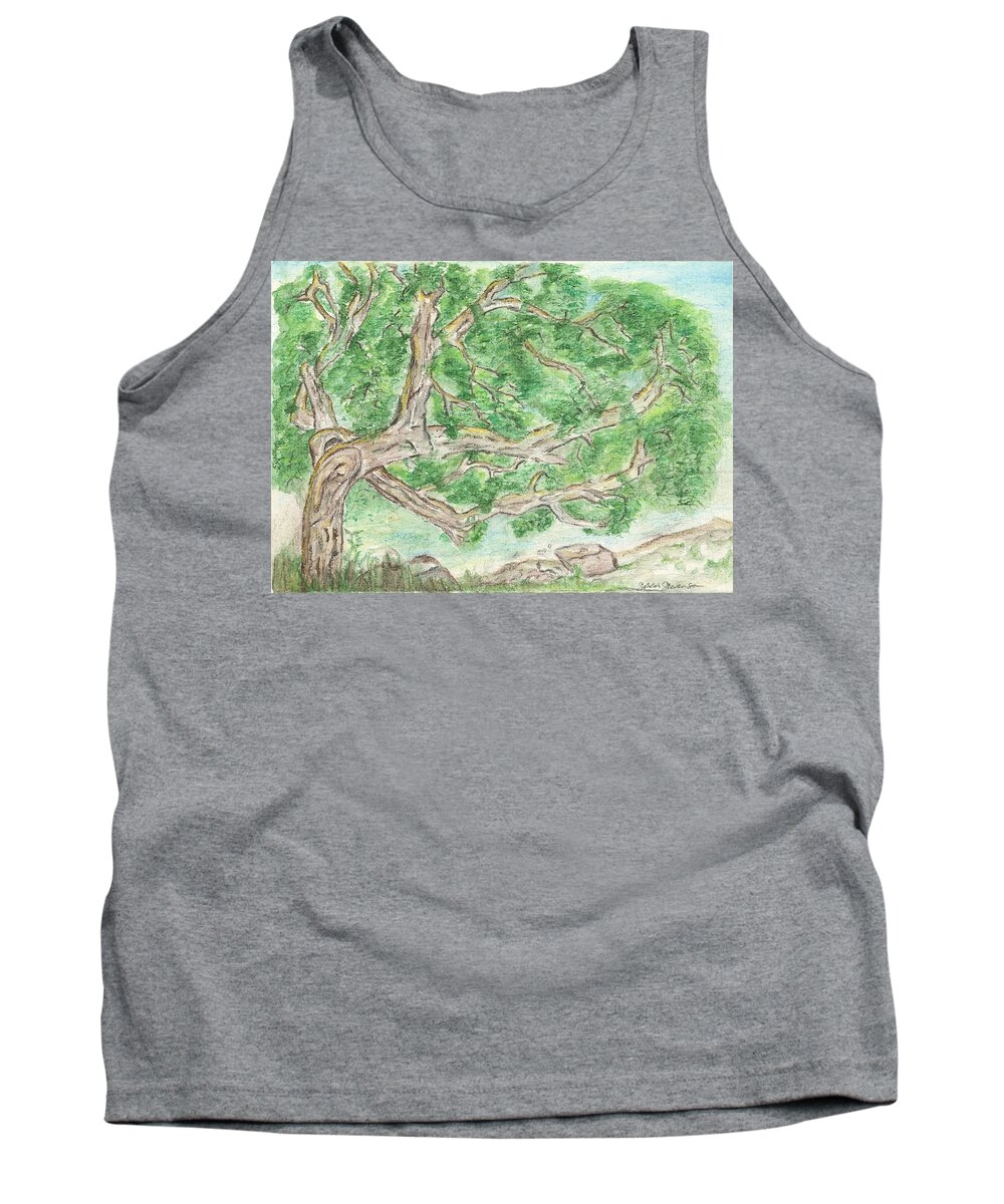 Tree Tank Top featuring the painting Old Tree by Sara Stevenson