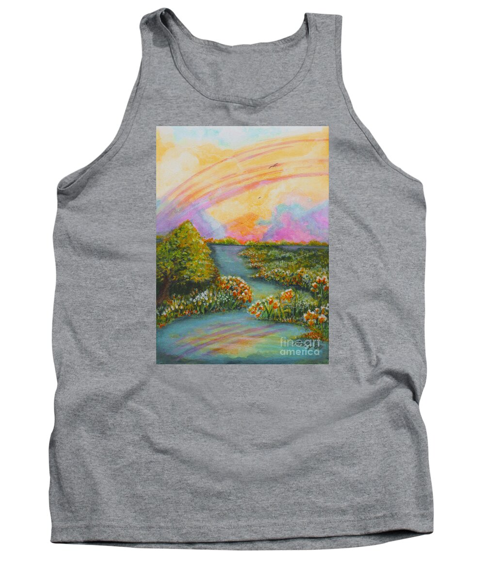 Rainbow Tank Top featuring the painting On My Way by Holly Carmichael