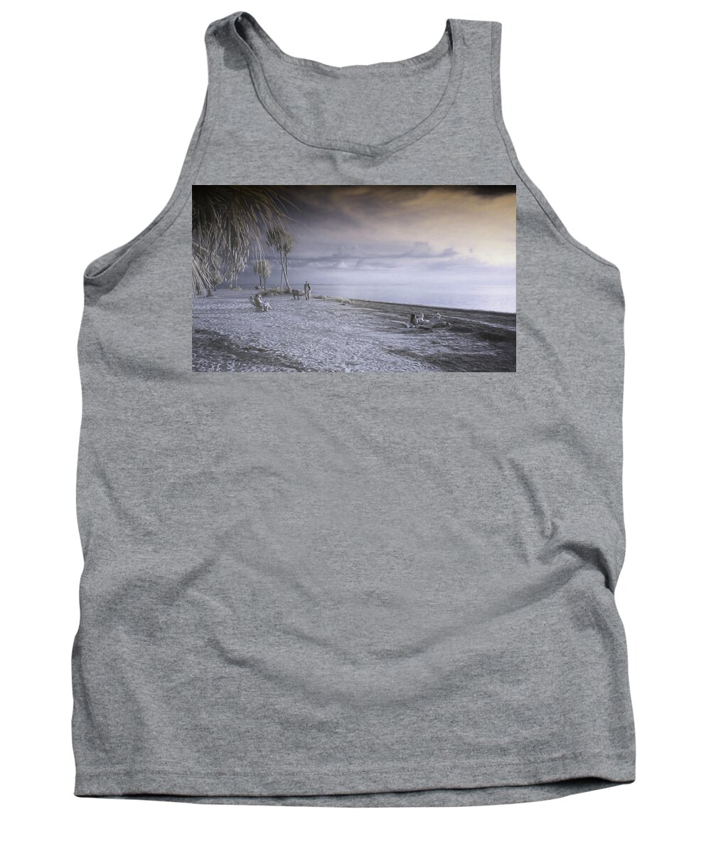 Beach Tank Top featuring the digital art On The Beach by Jim Cook