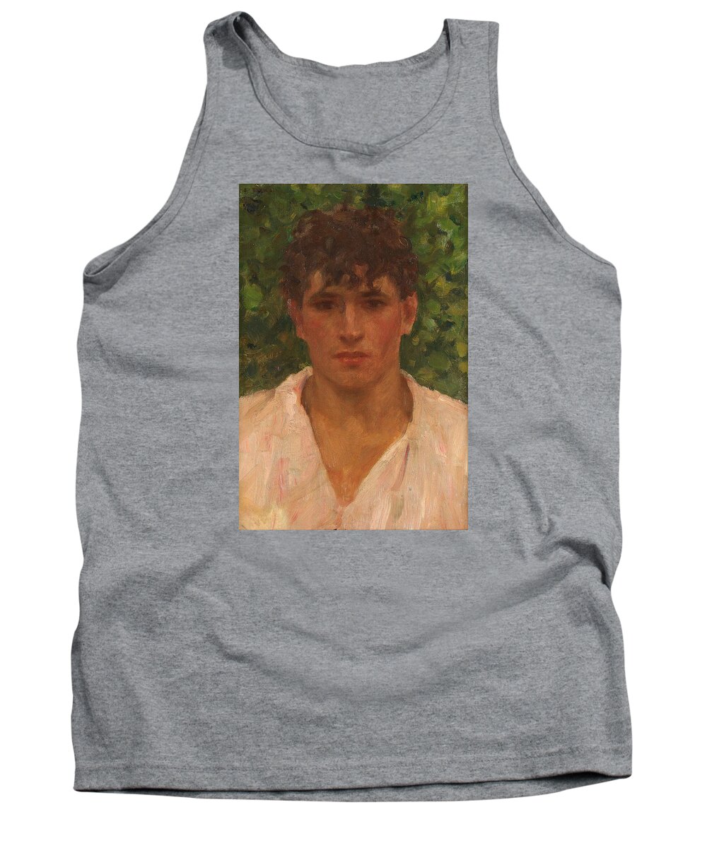 Open Collar Tank Top featuring the painting Open Collar by Henry Scott Tuke