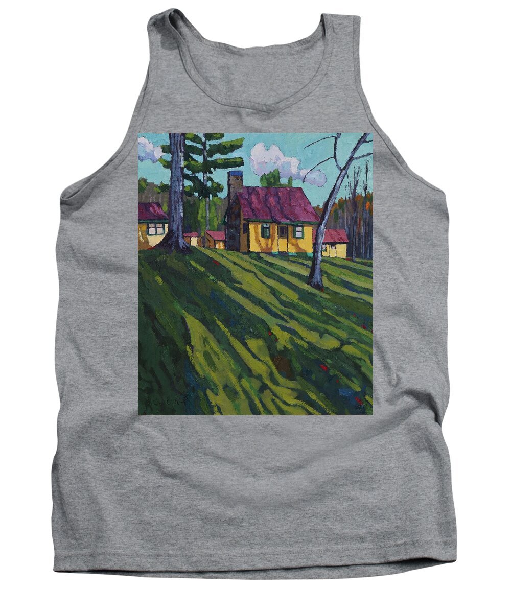 2053 Tank Top featuring the painting Opinicon Cottages in Autumn by Phil Chadwick