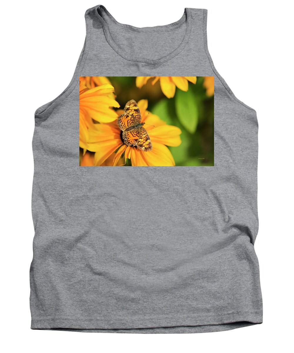 Butterfly Tank Top featuring the photograph Orange Crescent Butterfly by Christina Rollo
