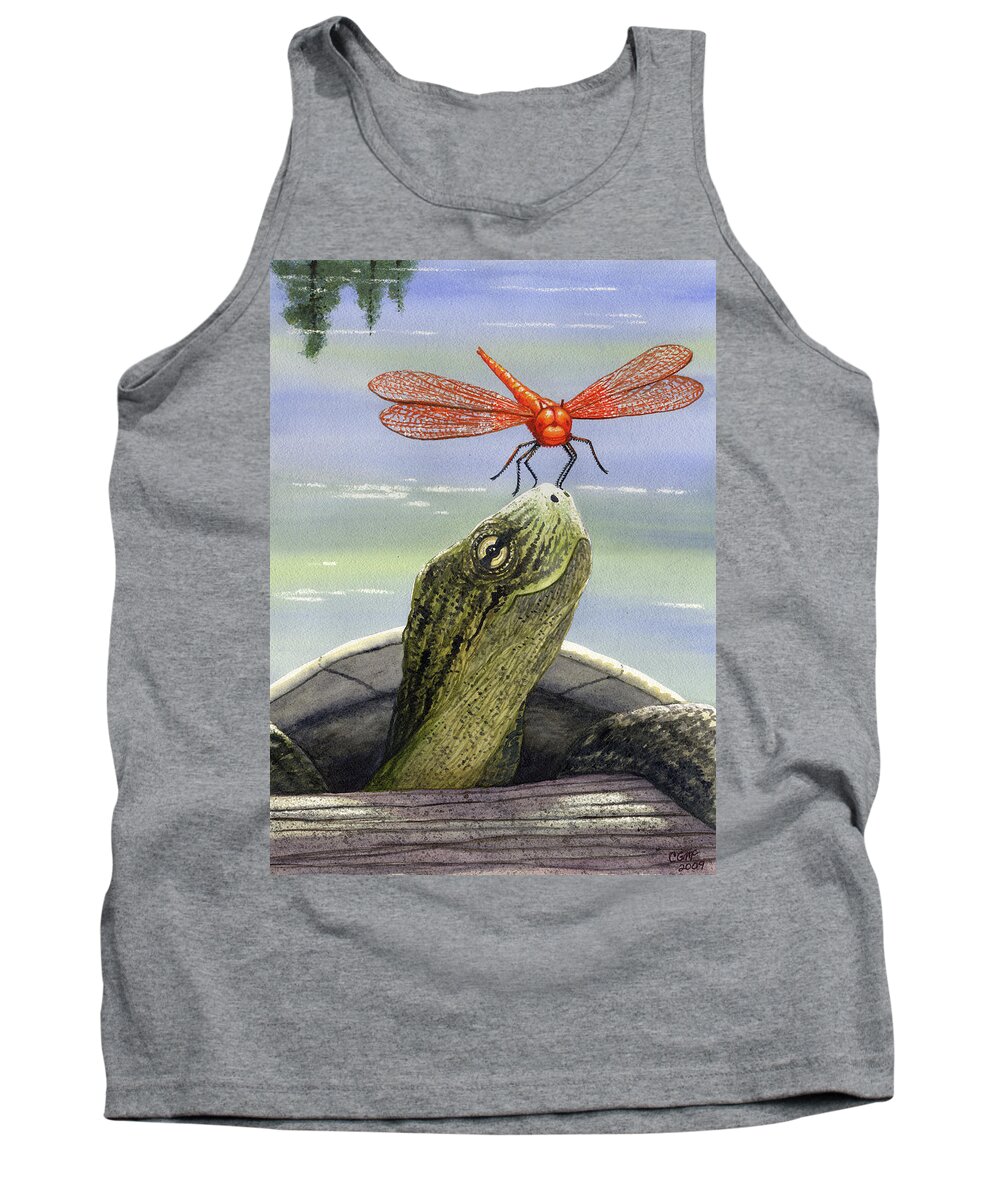 Dragonfly Tank Top featuring the painting Orange Dragonfly by Catherine G McElroy