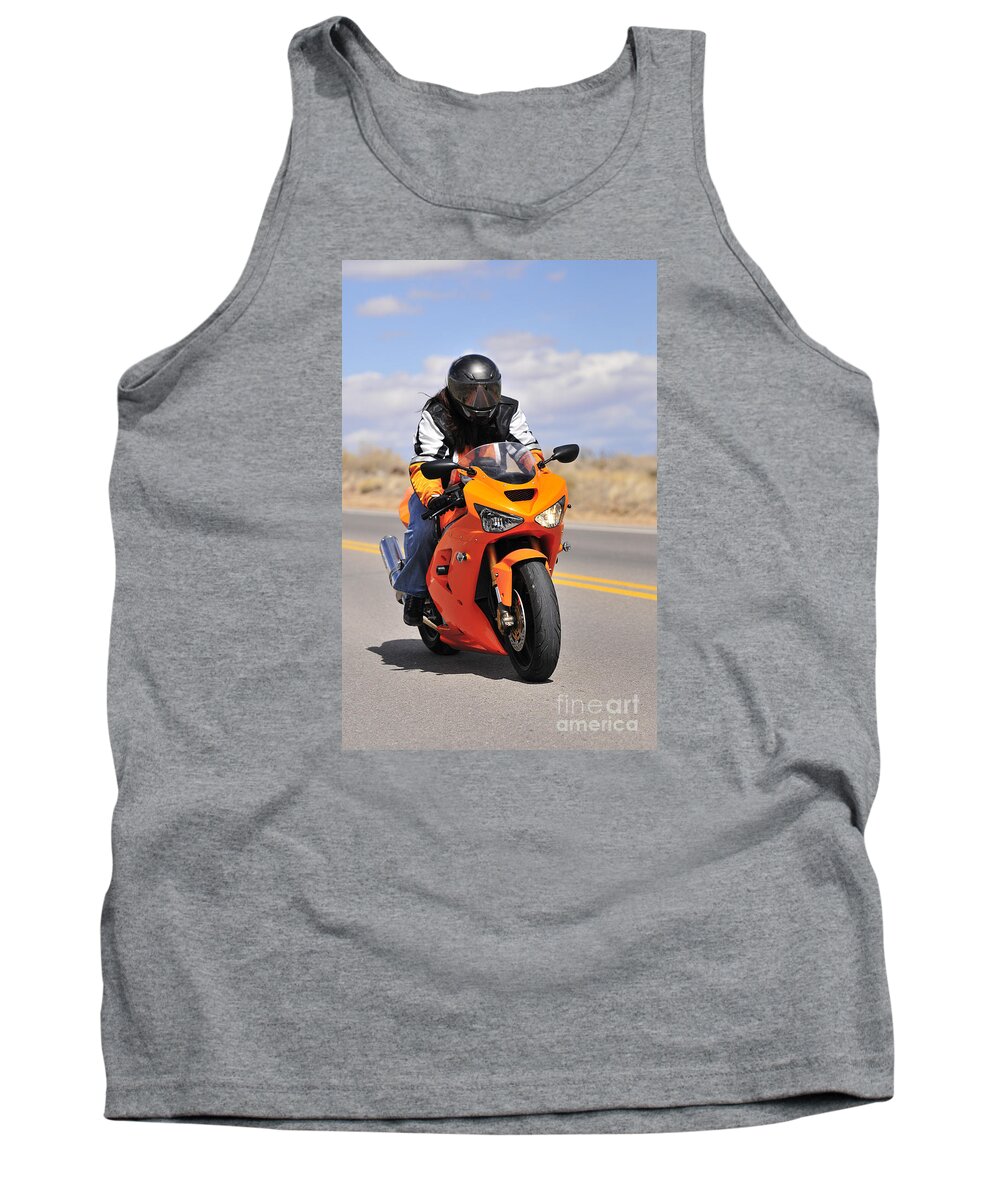 Motorcycle Tank Top featuring the photograph Orange Fire by Robert WK Clark