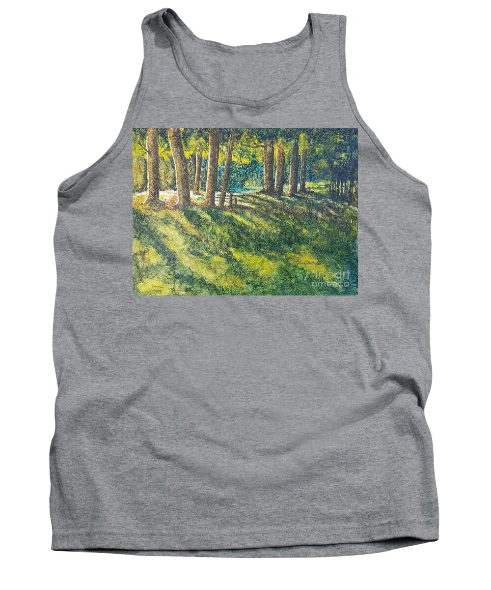 Trees Tank Top featuring the painting Natural Light by Lisa Debaets