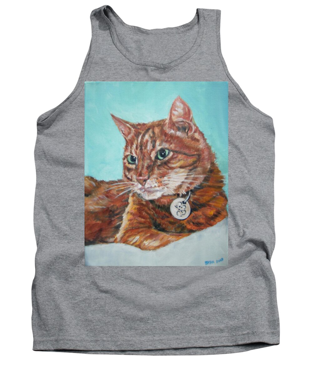 Cat Tank Top featuring the painting Oscar by Bryan Bustard
