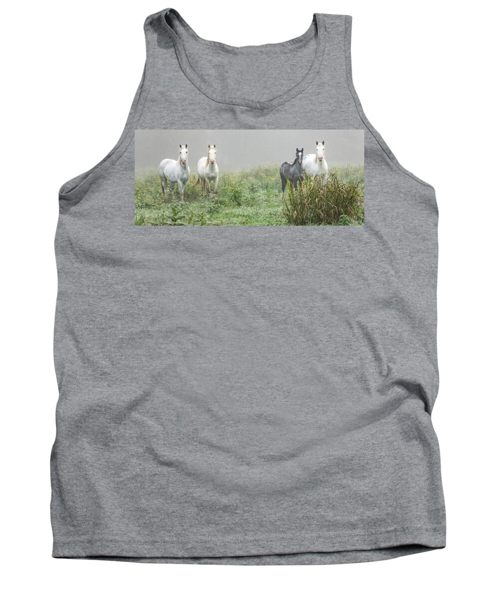 Wild Horses Tank Top featuring the photograph Out of the Mist, 2 by Holly Ross