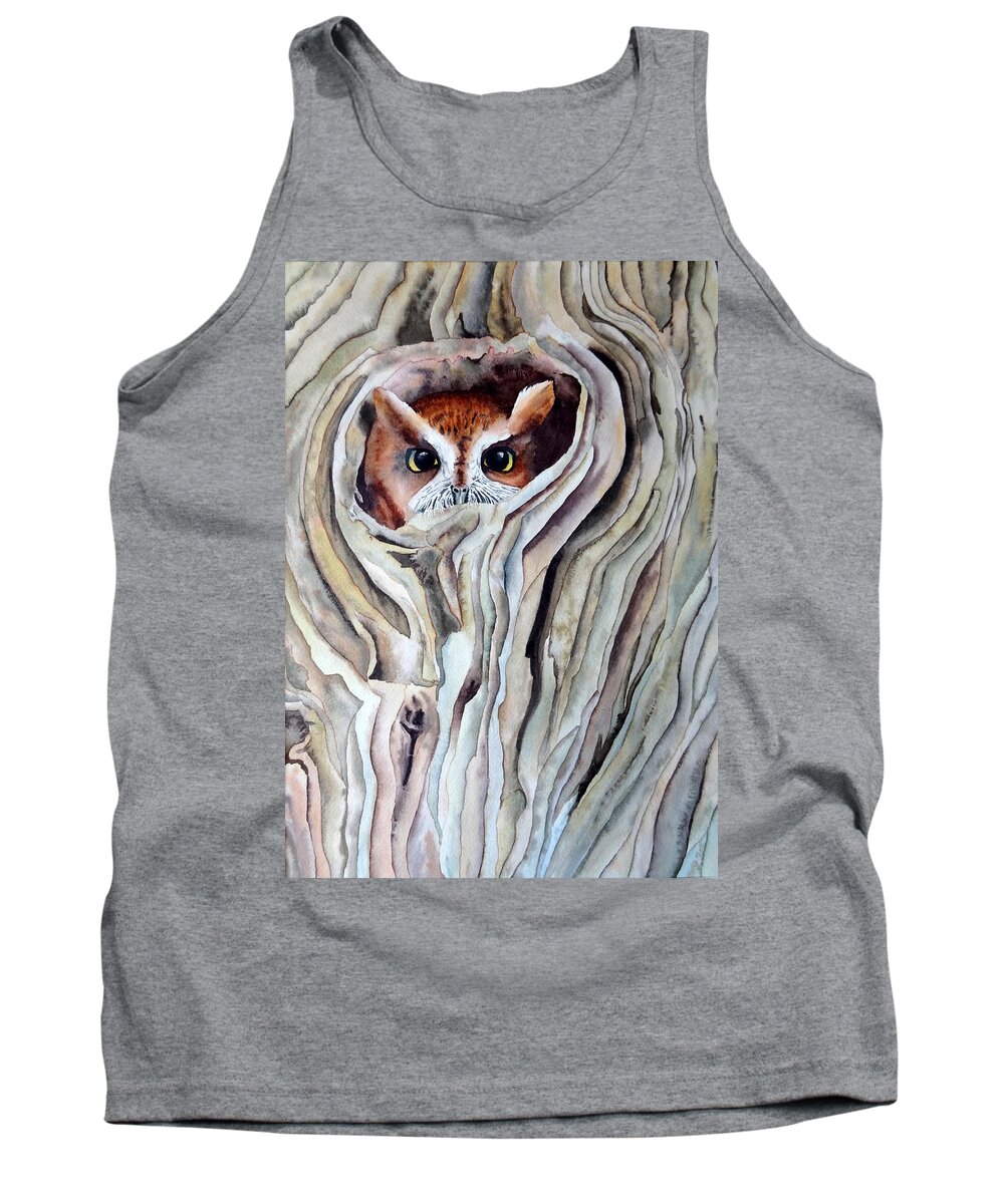 Owl Tank Top featuring the painting Owl by Laurel Best