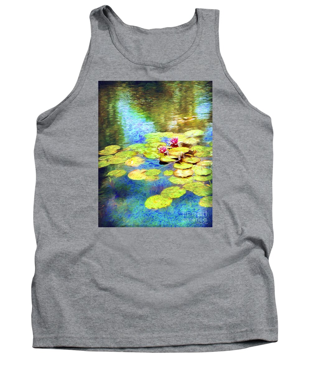 Lilypad Tank Top featuring the digital art Painted lilypads by Linda Olsen
