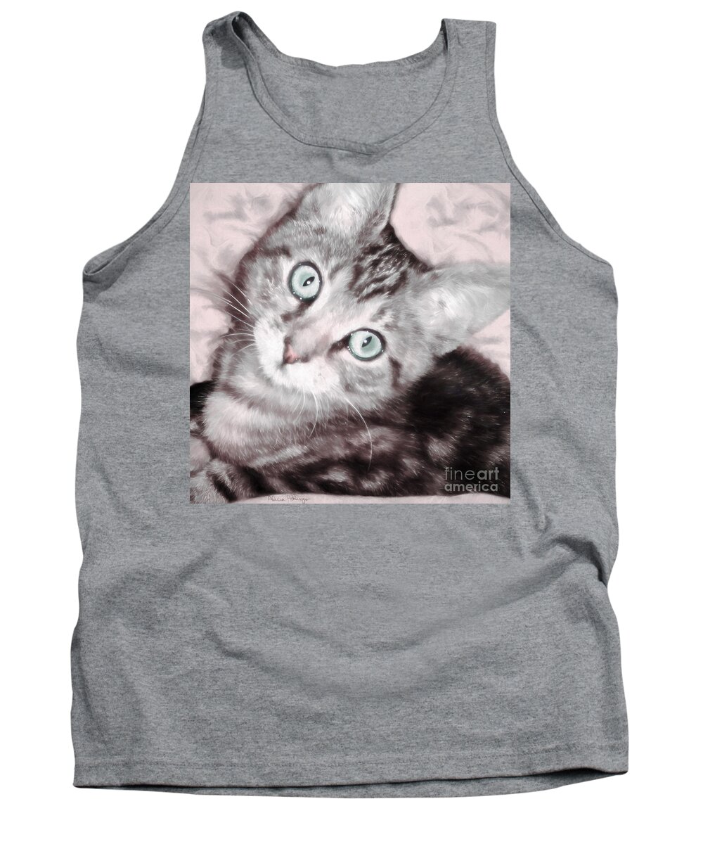 Cat Tank Top featuring the digital art Pastel Bengal Kitten by Alicia Hollinger