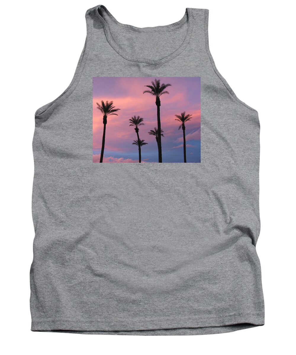 6 Palm Trees Tank Top featuring the photograph Palms at Sunset by Phyllis Kaltenbach