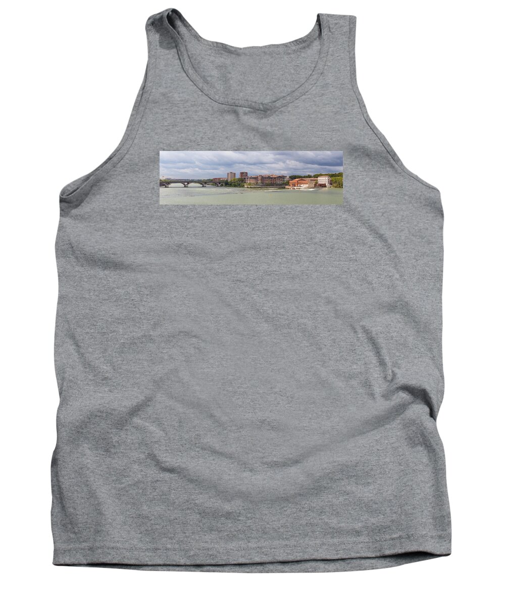 Bridge Tank Top featuring the photograph Panorama of the Hydroelectric power station in Toulouse by Semmick Photo