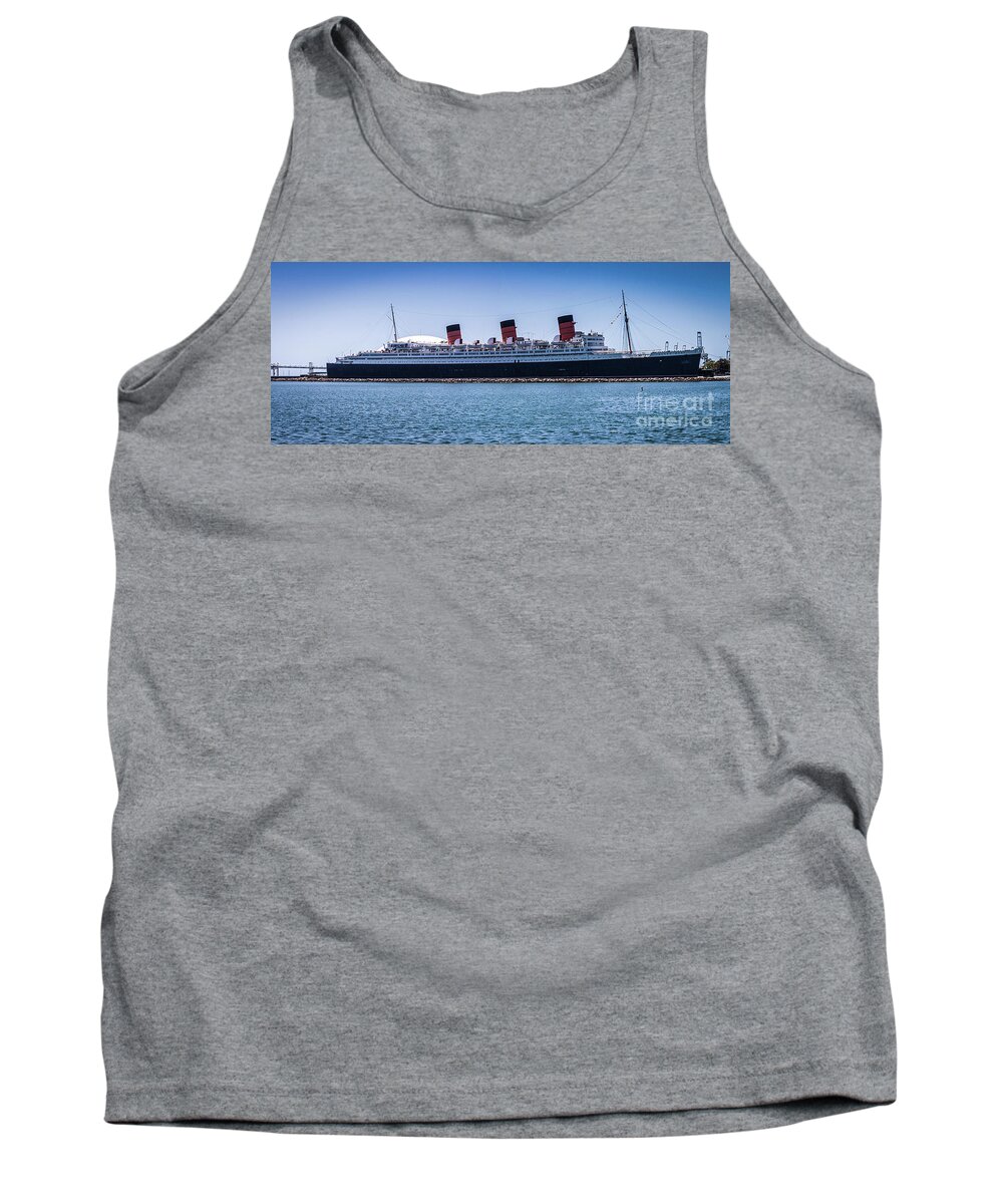 Long Beach Tank Top featuring the photograph Panorama of the Queen Mary by Thomas Marchessault