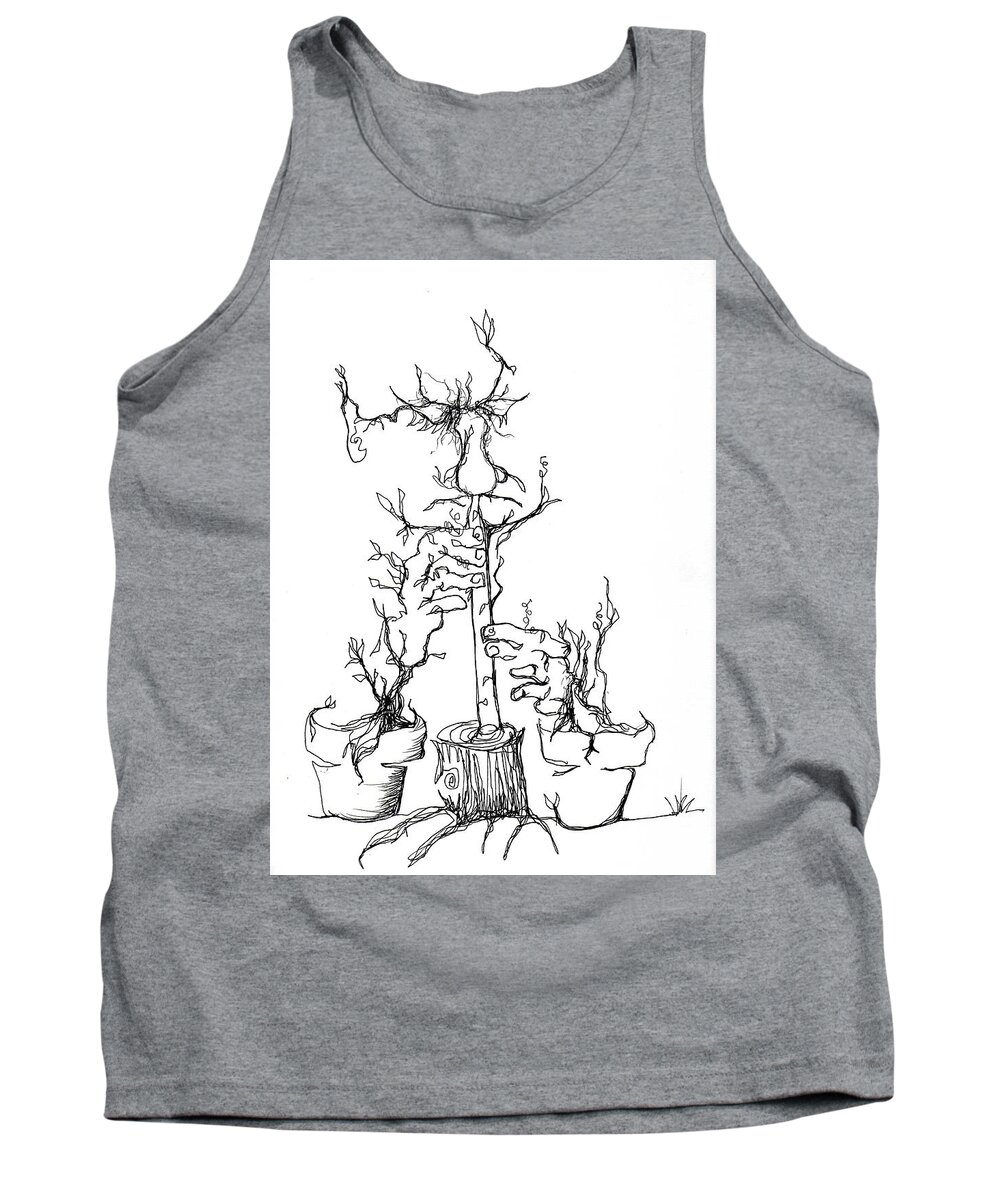 Pan Tank Top featuring the drawing Pan's Fried Flute by Doug Johnson