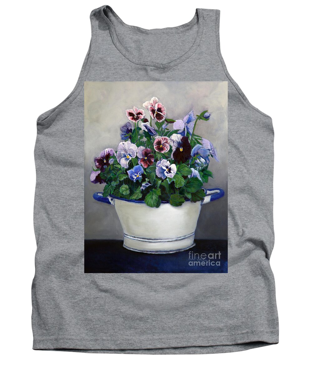 Painting Tank Top featuring the painting Pansies by Portraits By NC