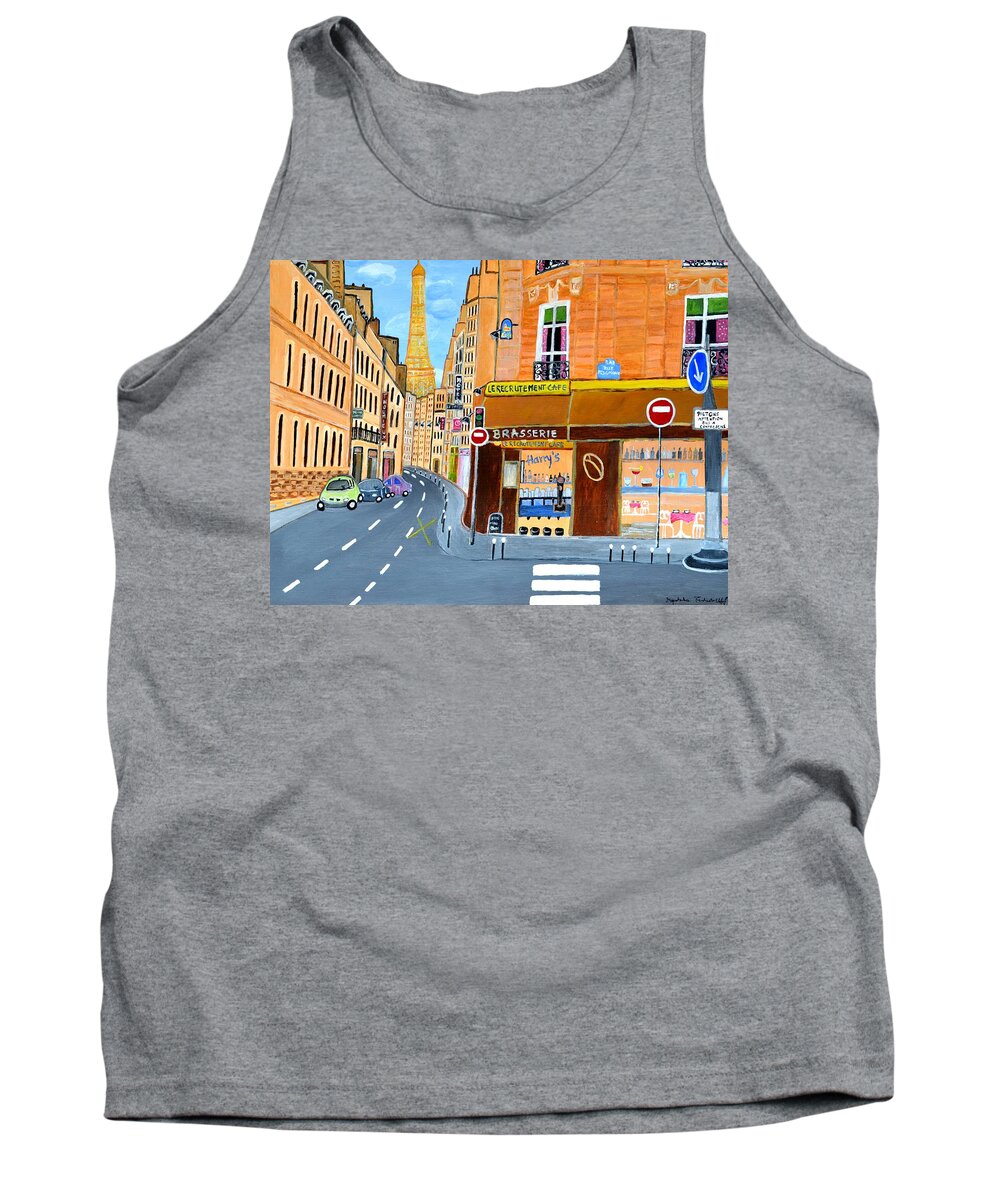 France Tank Top featuring the painting Paris France, Rue St. Dominique by Magdalena Frohnsdorff
