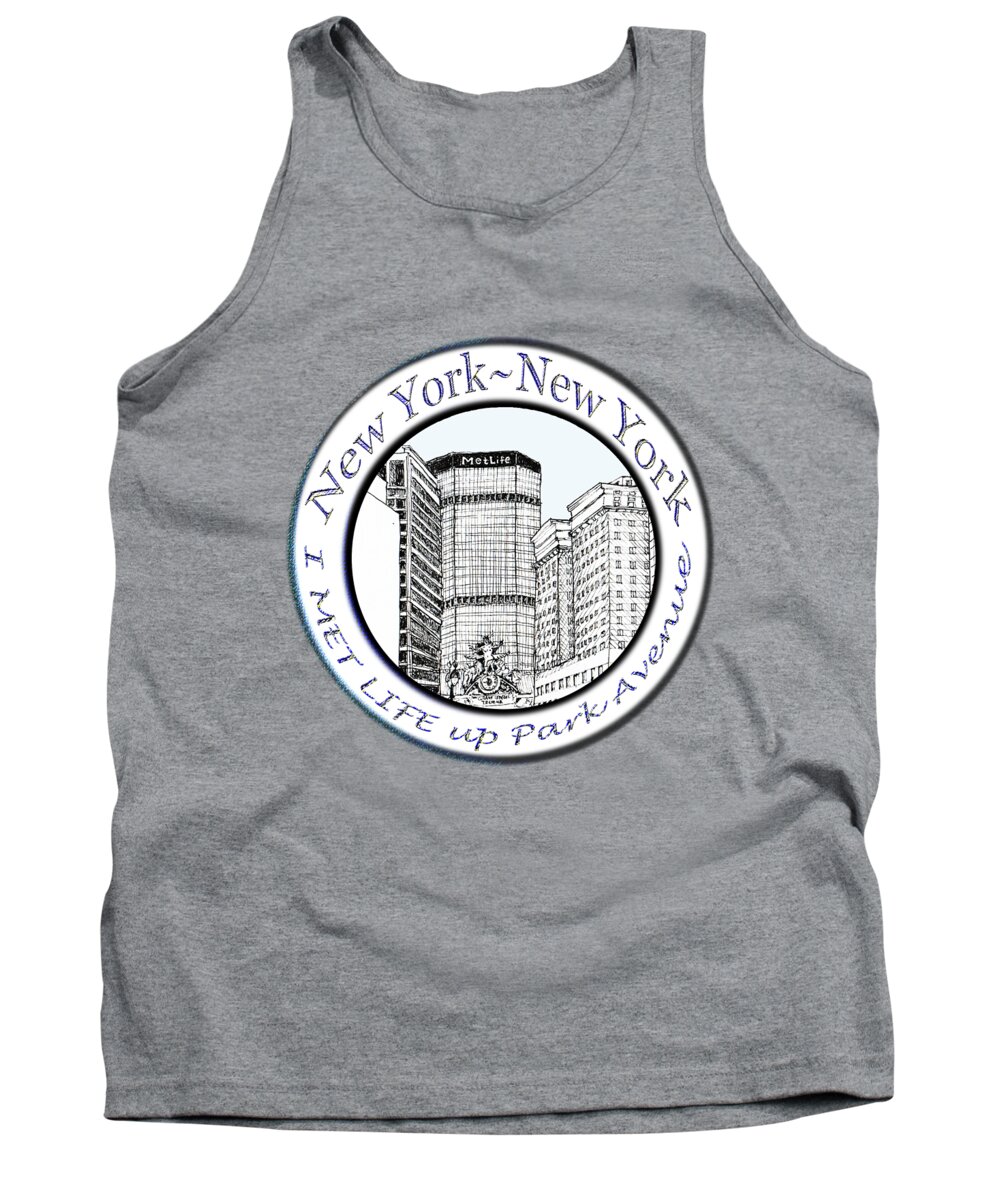 Jlhdesigns Tank Top featuring the drawing I Met Life up Park Avenue NYC by James Lewis Hamilton