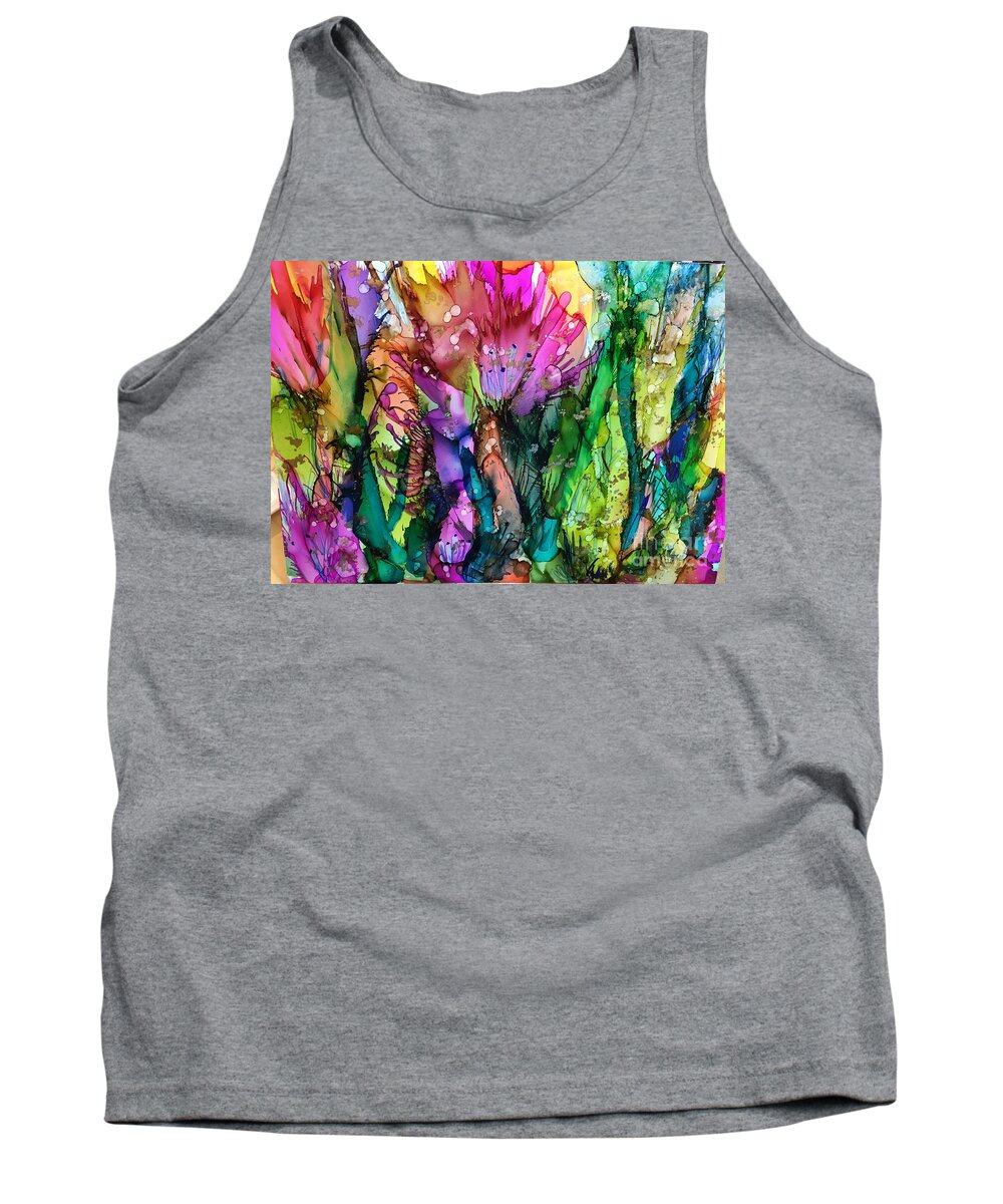 Abstract Tank Top featuring the painting Party Time by Nancy Koehler