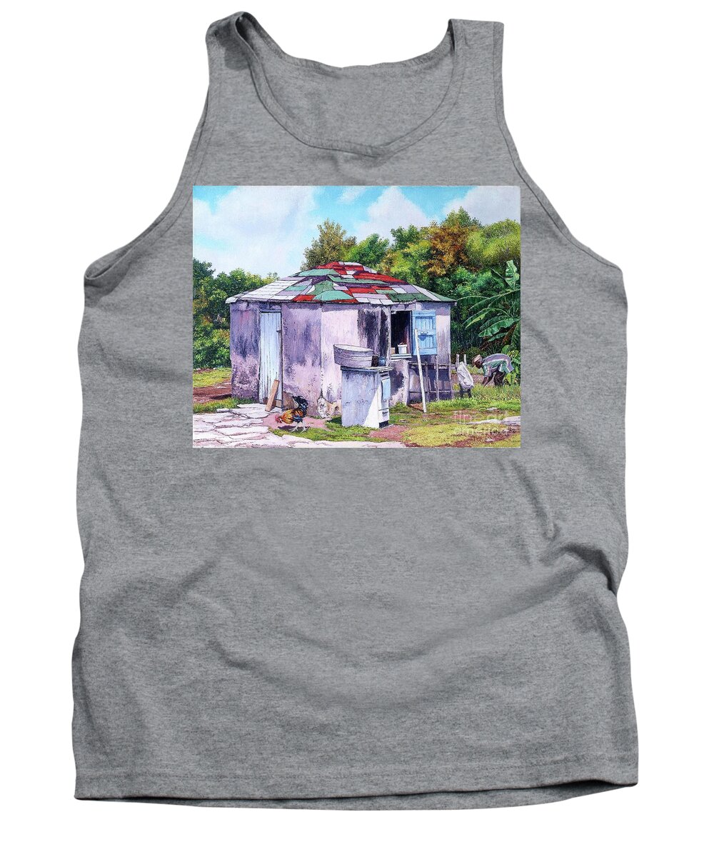 Eddie Tank Top featuring the painting Cat Island Patch by Eddie Minnis