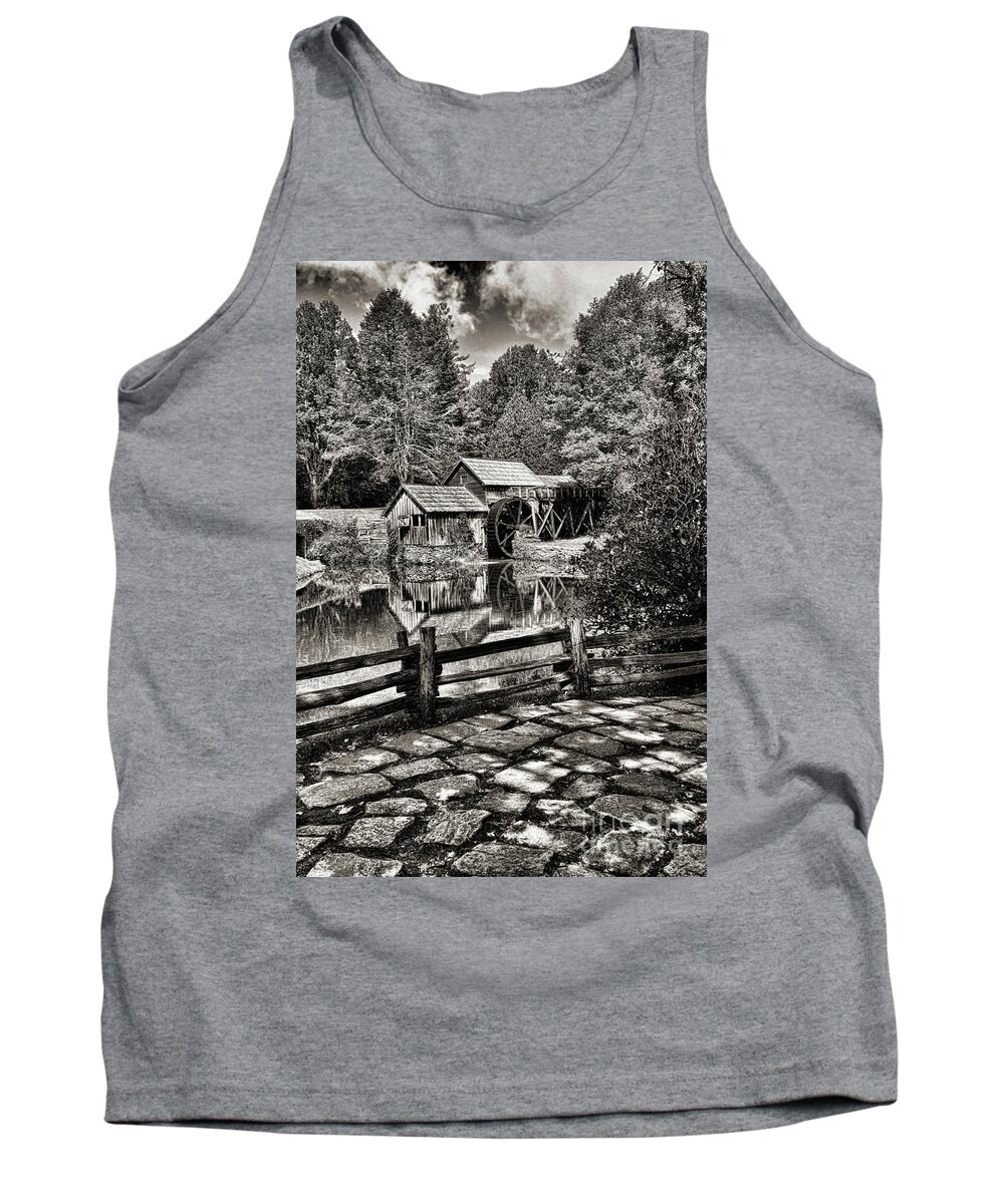 Paul Ward Tank Top featuring the photograph Pathway to Marby Mill In Black and White by Paul Ward