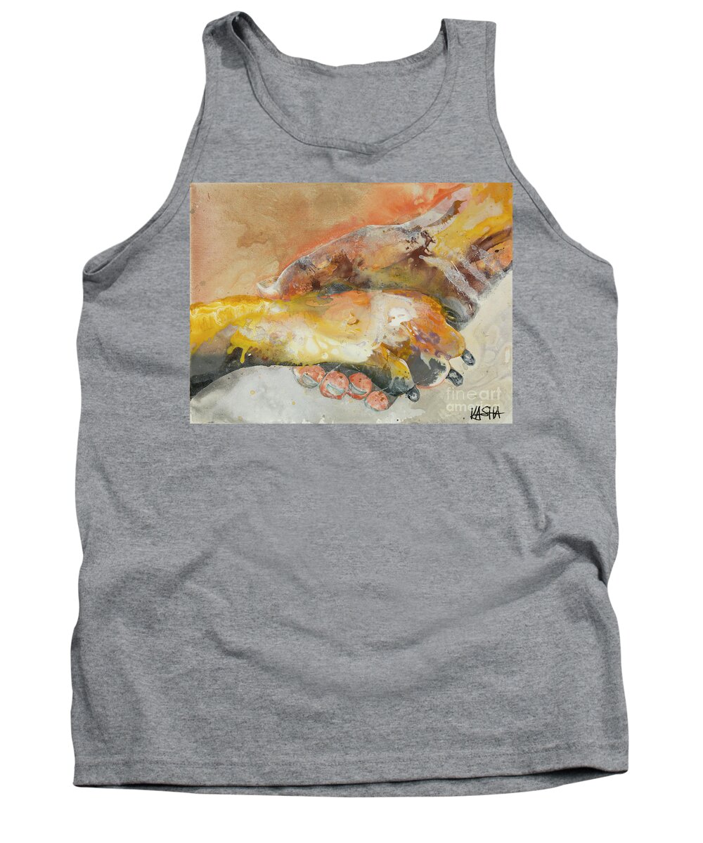 Paw Tank Top featuring the painting Pause by Kasha Ritter