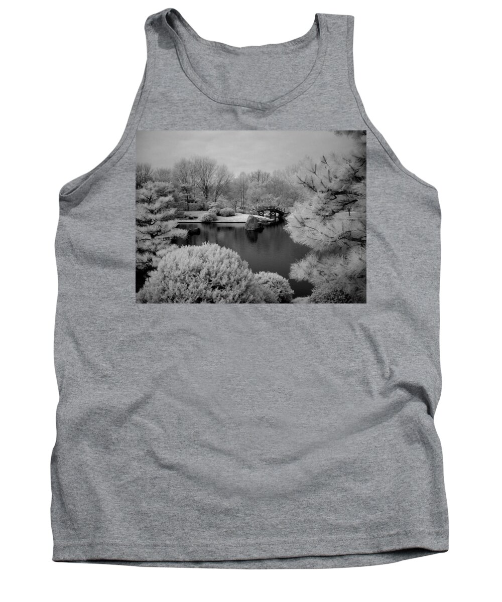 Black And White Infrared Photography Tank Top featuring the photograph Peace and Harmony Bridge by Jane Linders