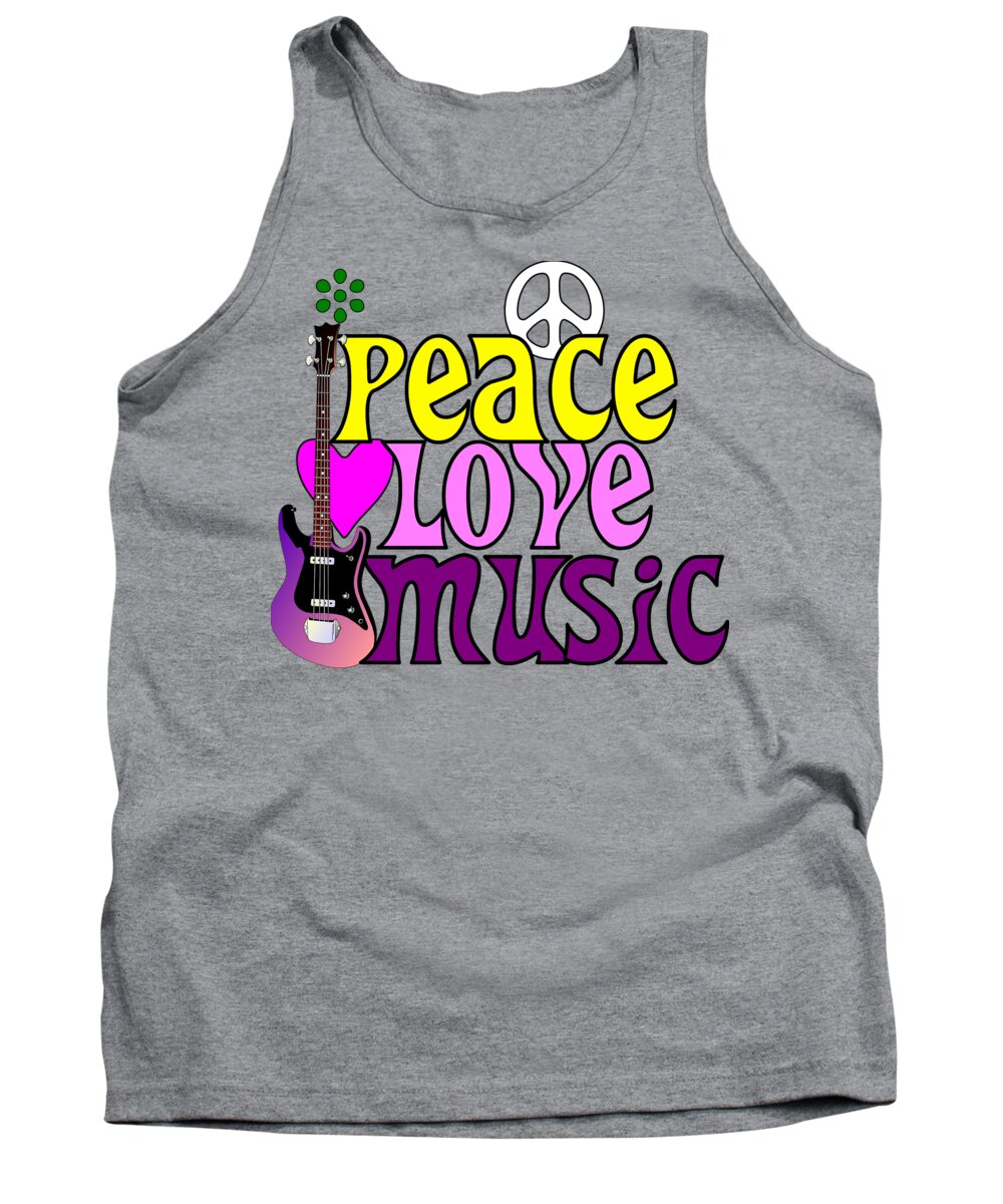  Retro Tank Top featuring the drawing Peace love and music hippie style by Heidi De Leeuw