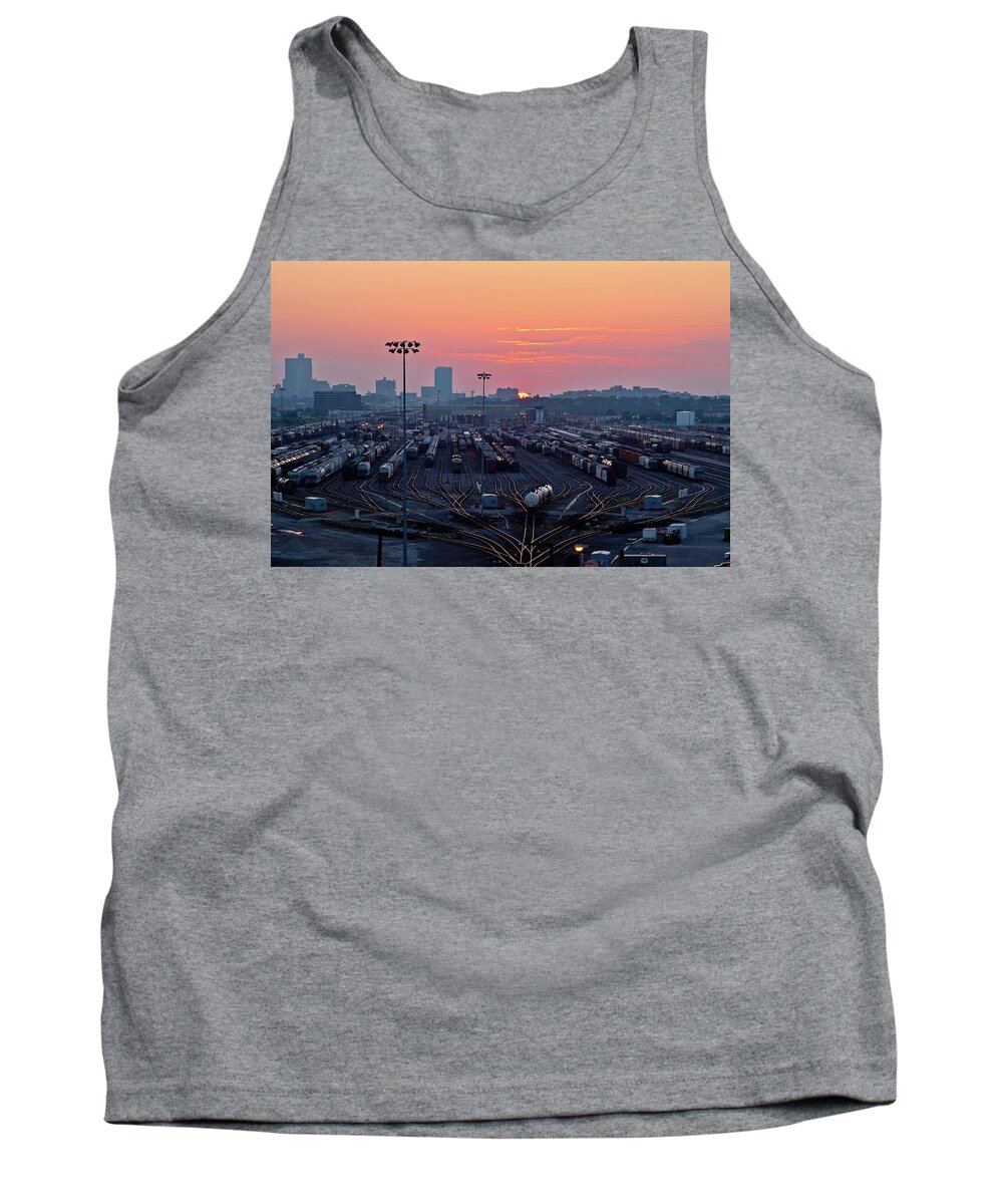 Railyard Tank Top featuring the digital art Peaking Over the Horizon by Linda Unger