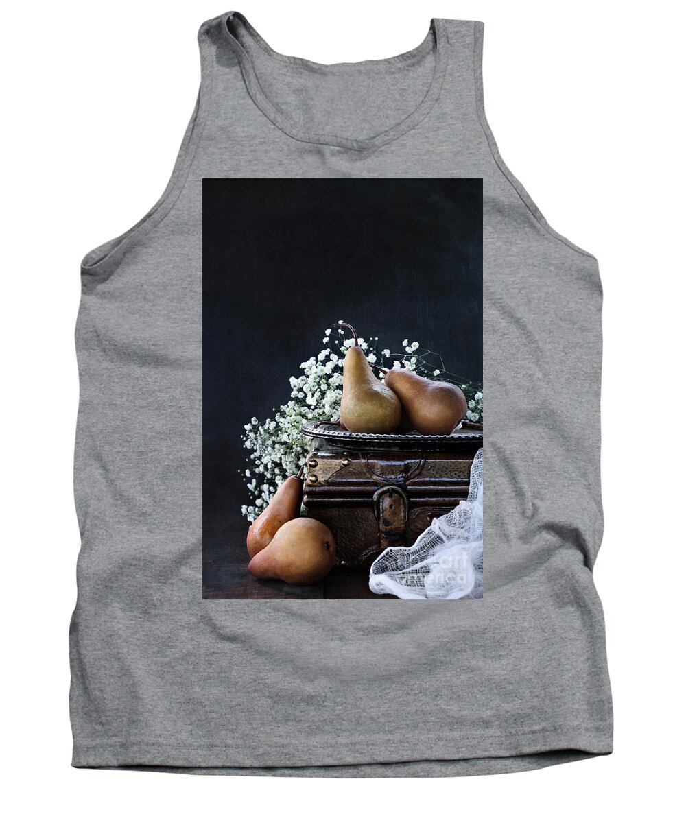 Pear Tank Top featuring the photograph Pears and Baby's Breath by Stephanie Frey