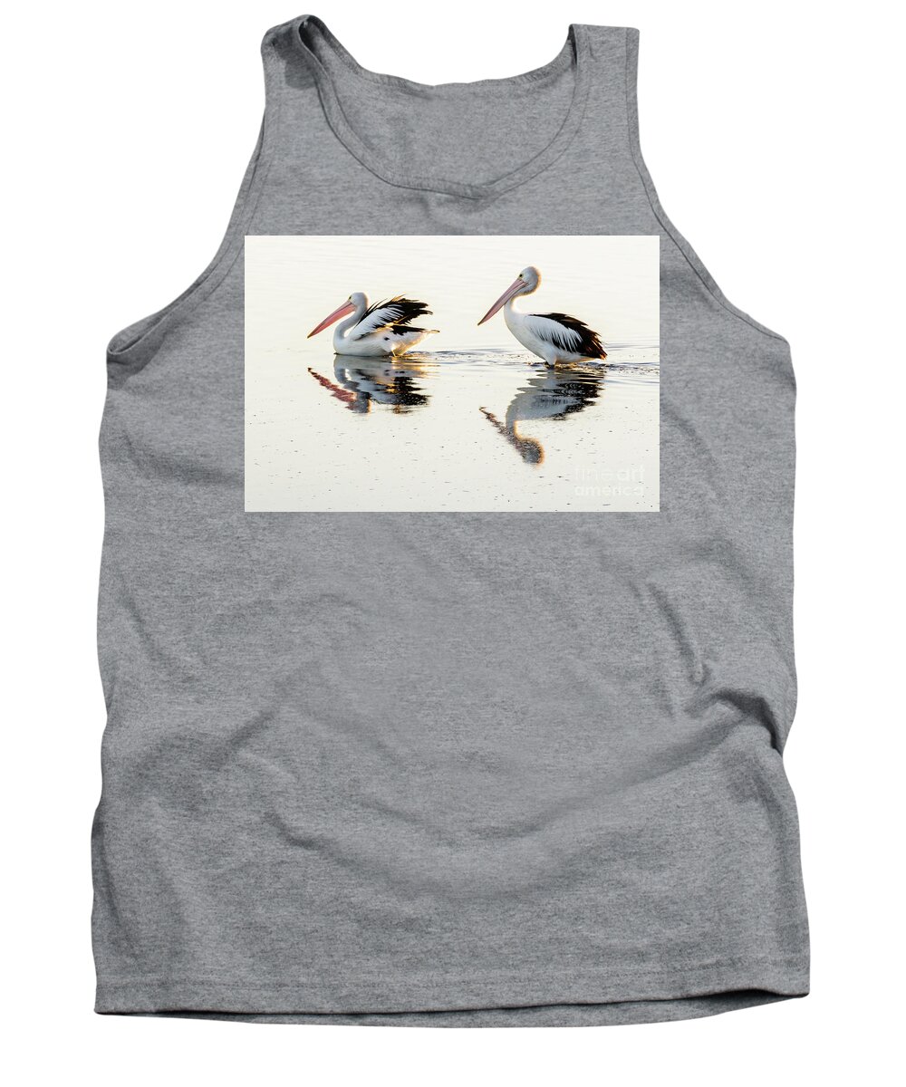 Bird Tank Top featuring the photograph Pelicans at Dusk by Werner Padarin