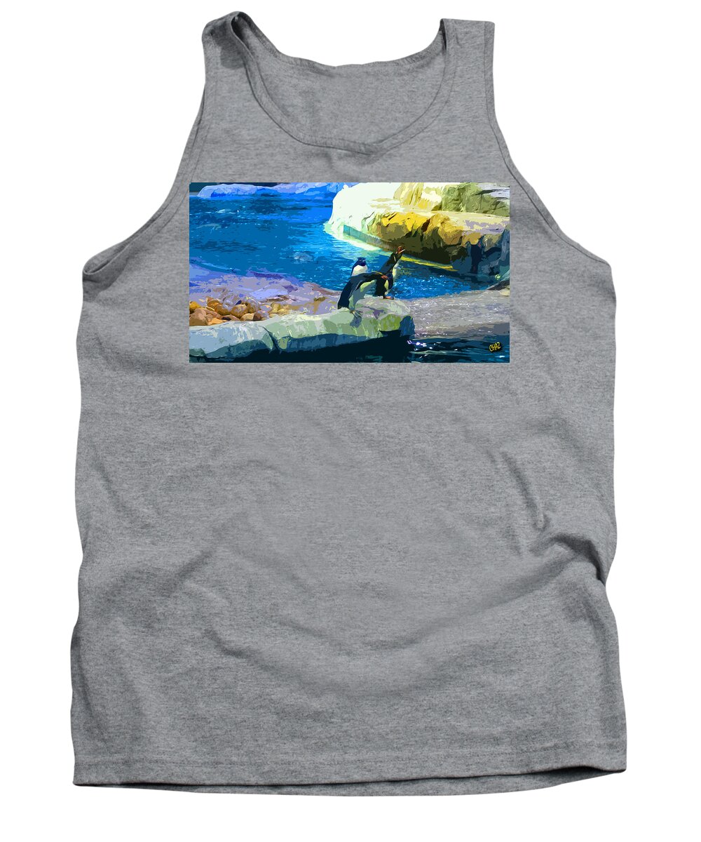 Penguins Tank Top featuring the painting Penguins At The Zoo by CHAZ Daugherty