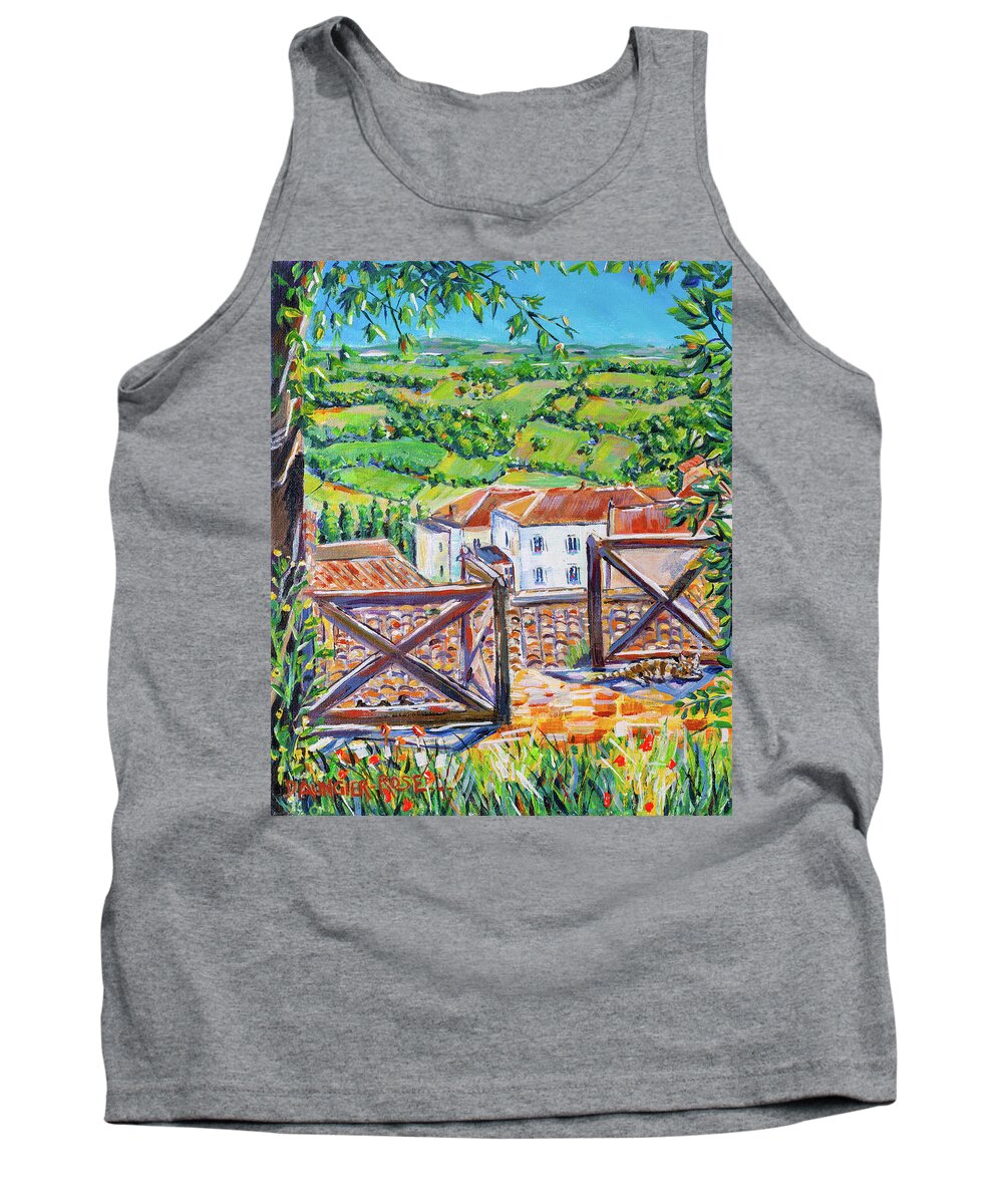 Acrylic Tank Top featuring the painting Penne D'agenais Rooftops by Seeables Visual Arts