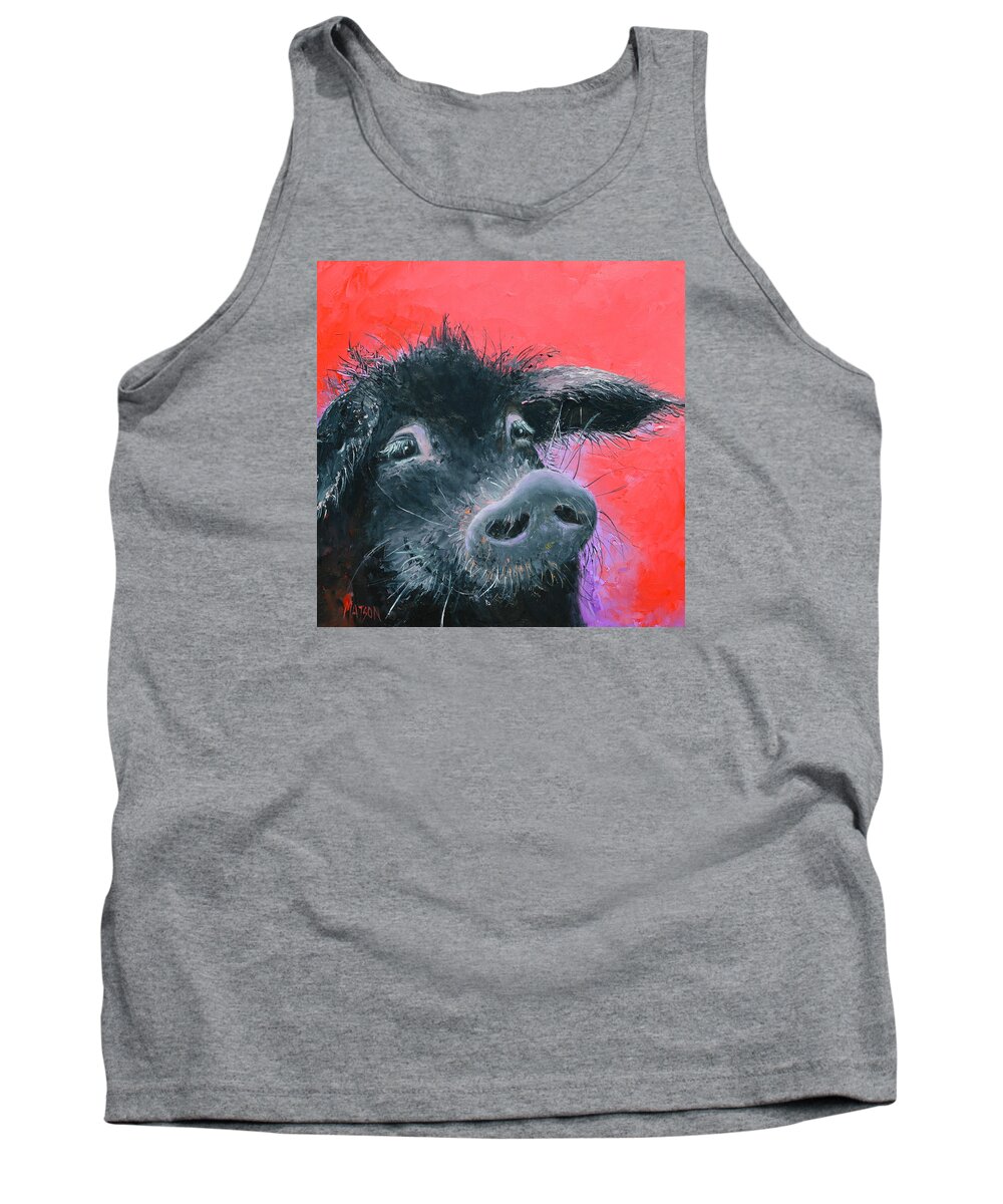 Pig Tank Top featuring the painting Percival the Black Pig by Jan Matson