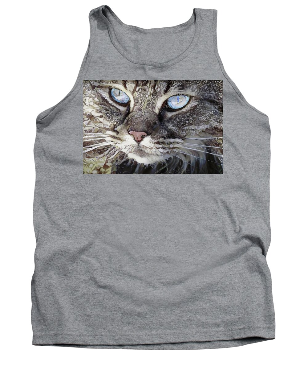 Long Haired Cat Tank Top featuring the digital art Perry the Persian Cat by Peggy Collins