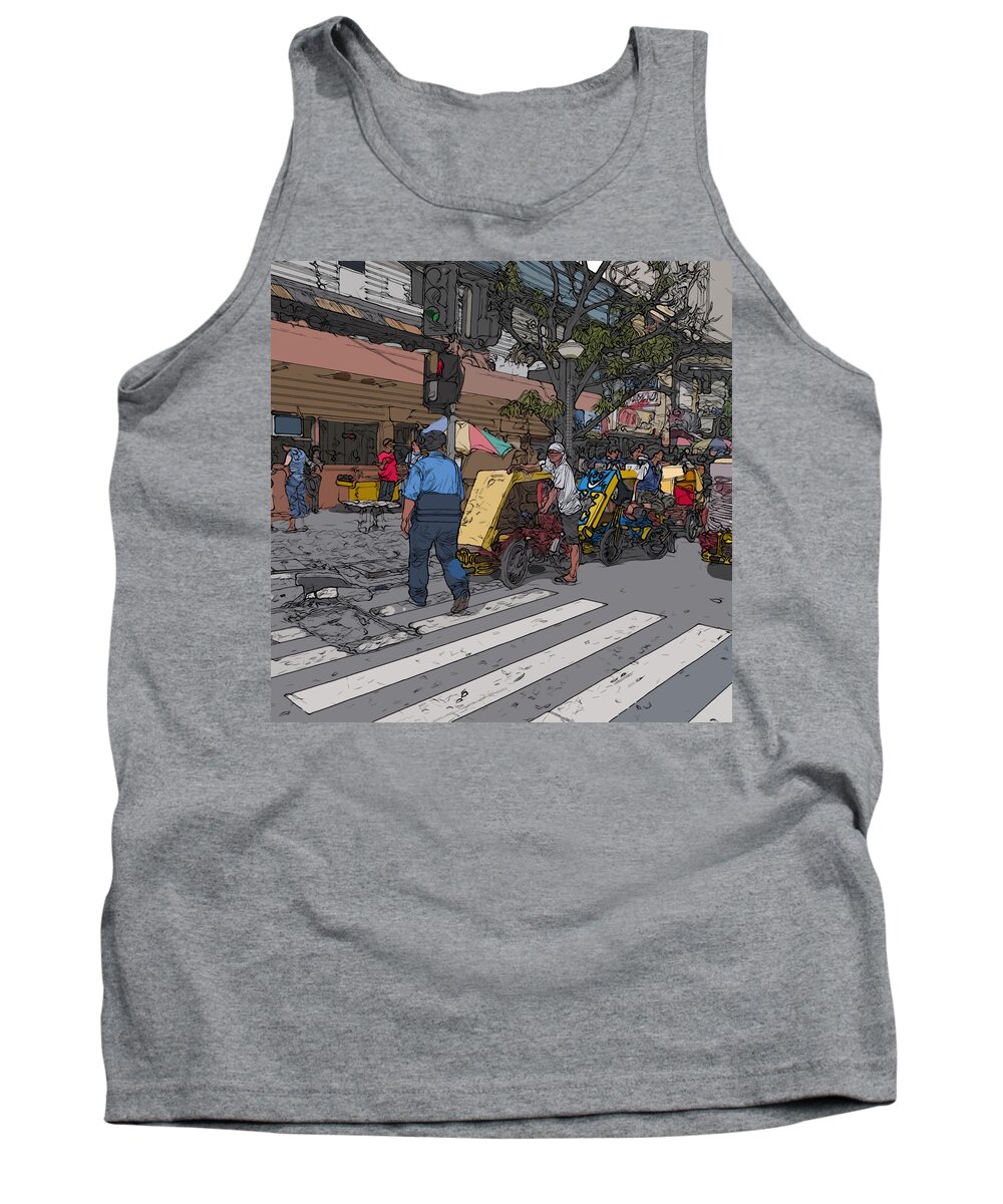 Philippines Tank Top featuring the painting Philippines 906 Crosswalk by Rolf Bertram