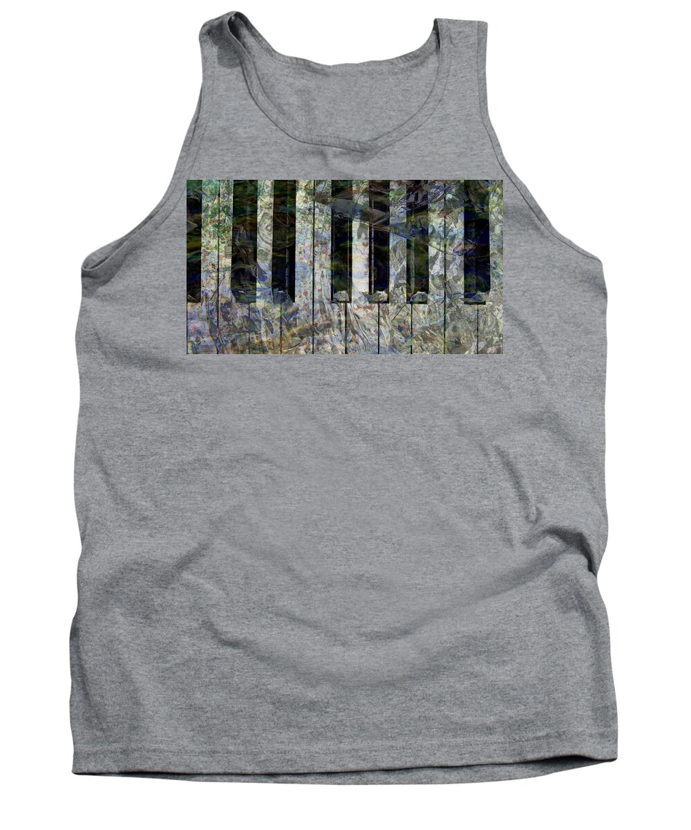 Piano Tank Top featuring the mixed media Piano Dreams by Ally White