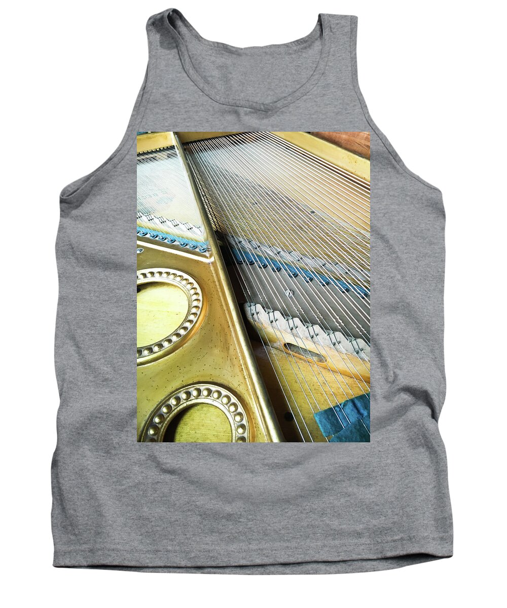 Abstract Tank Top featuring the photograph Piano strings by Tom Gowanlock