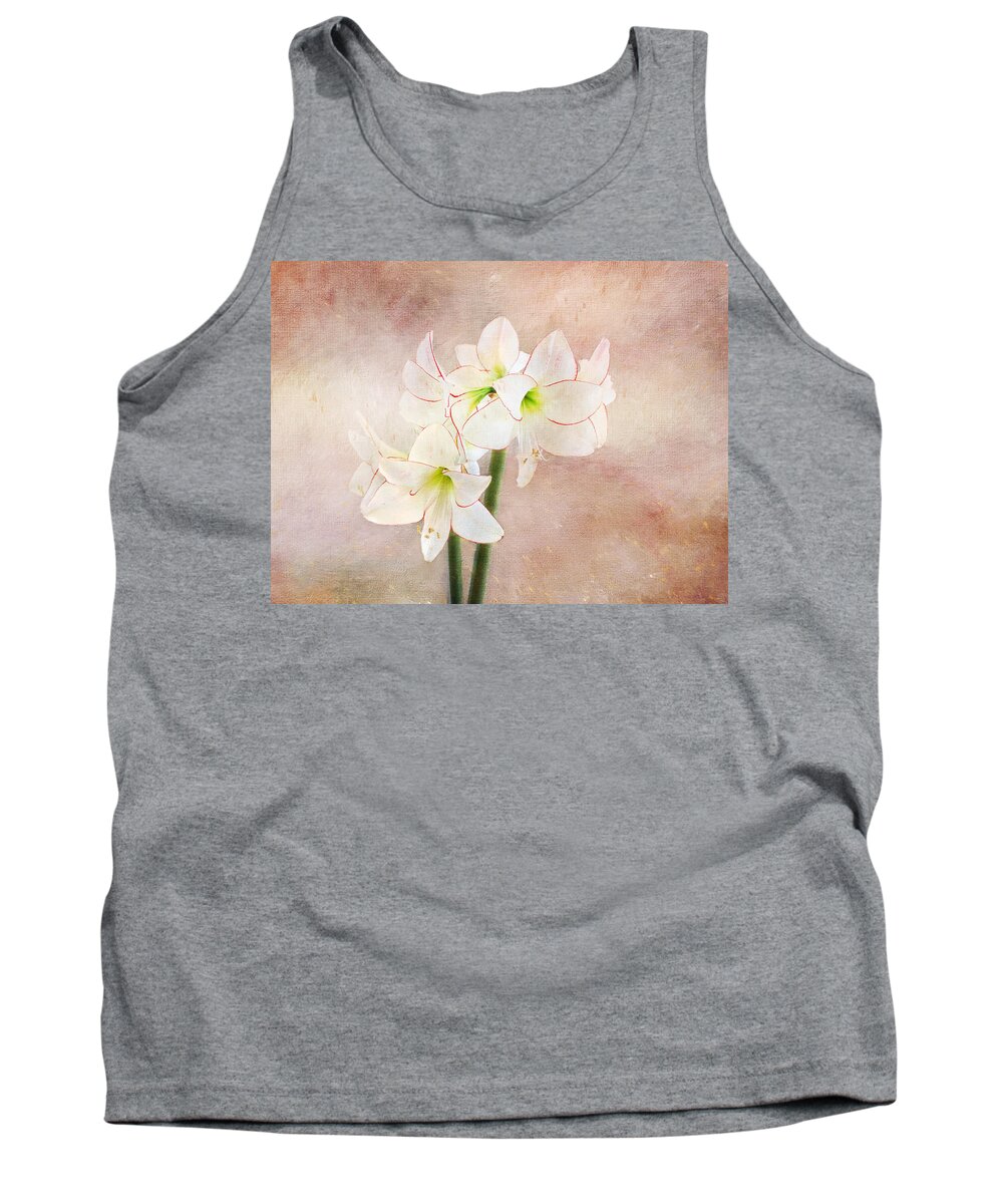 Flower Tank Top featuring the digital art Picotee Amaryllis by Terry Davis