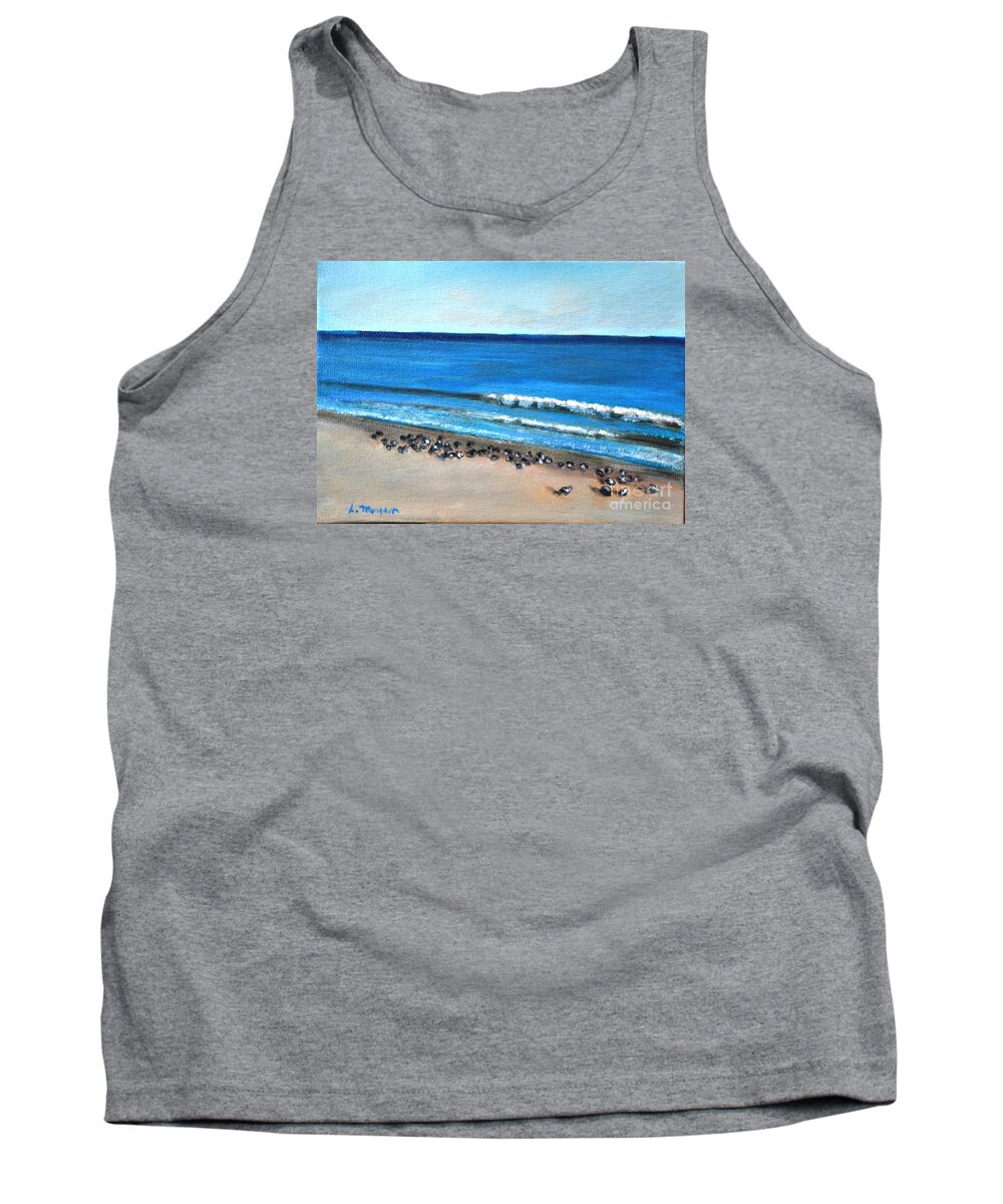 Pigeon Tank Top featuring the painting Pigeon Picnic by Laurie Morgan