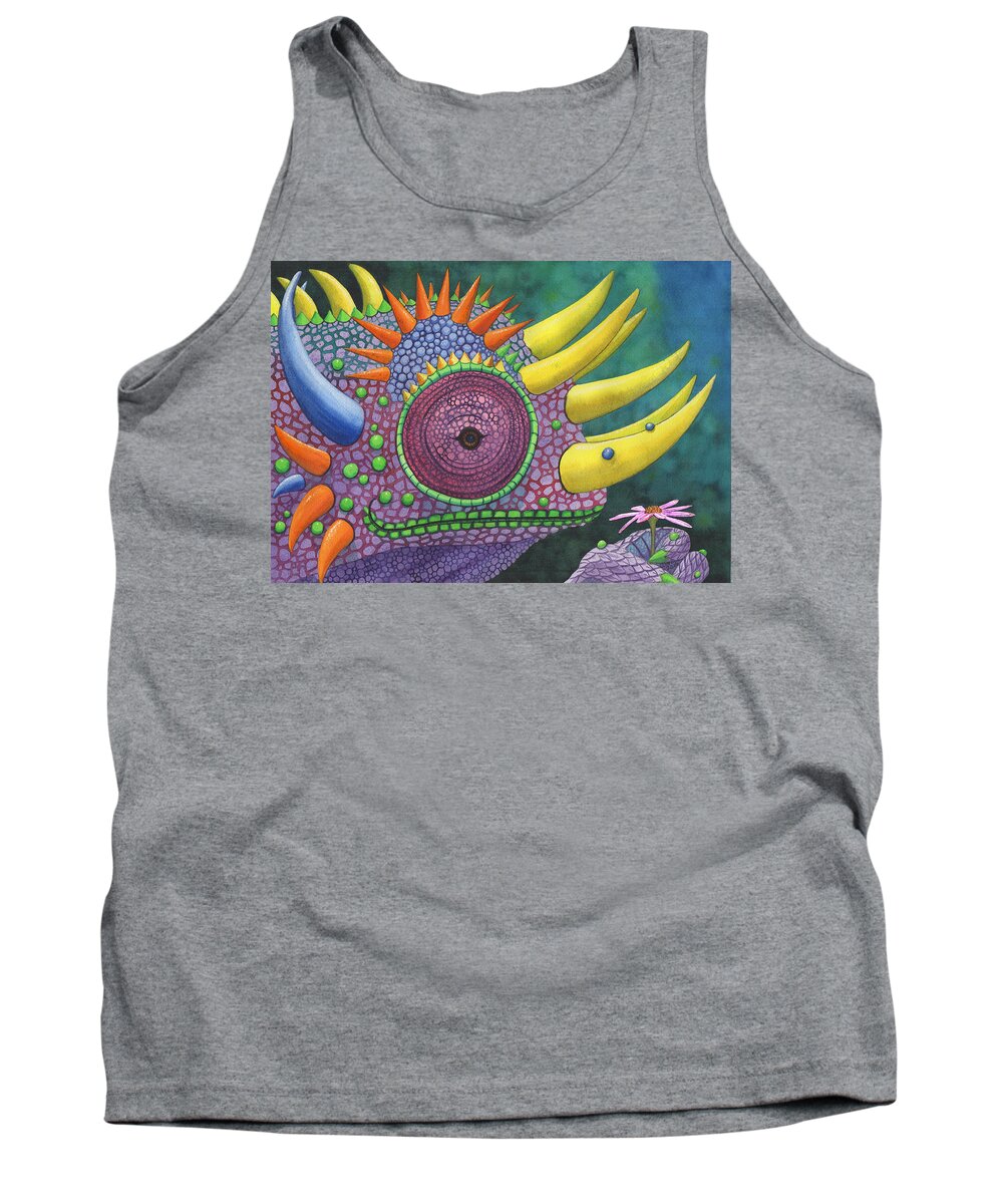 Lizard Tank Top featuring the painting Pink posy by Catherine G McElroy