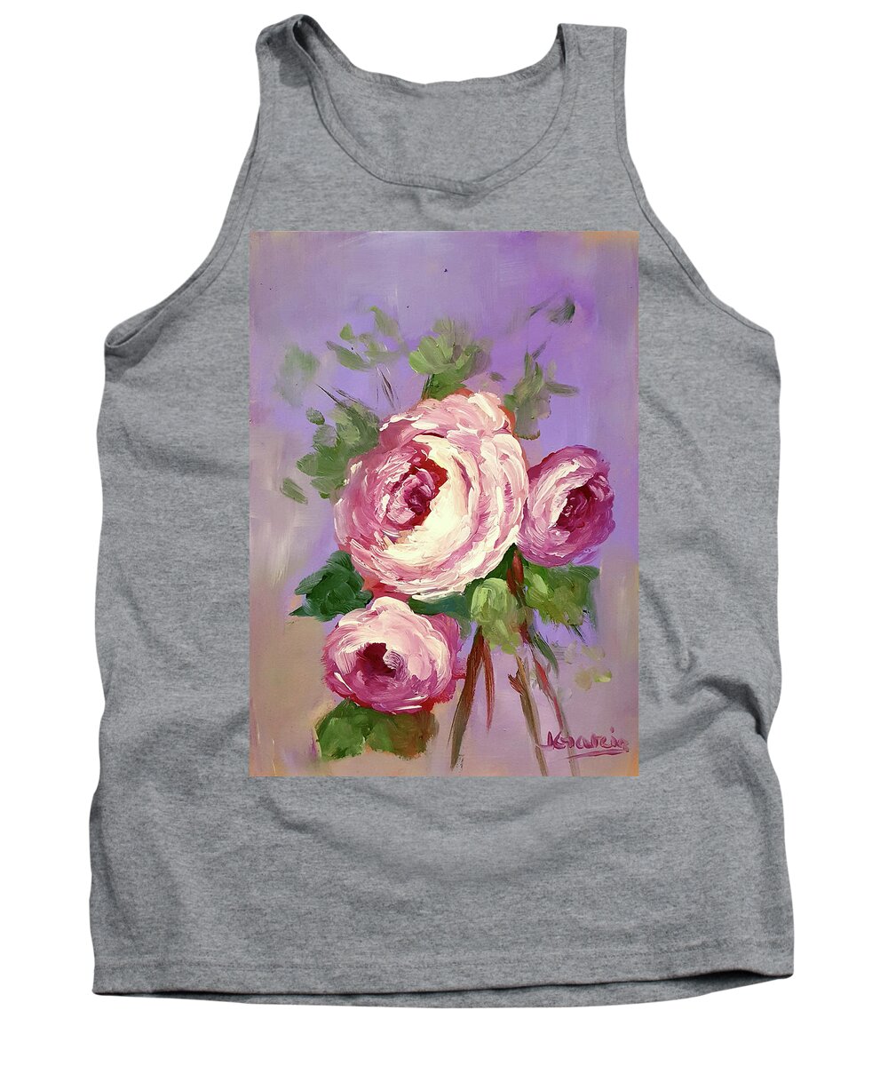 Rose Tank Top featuring the painting Pink Rose by Janet Garcia