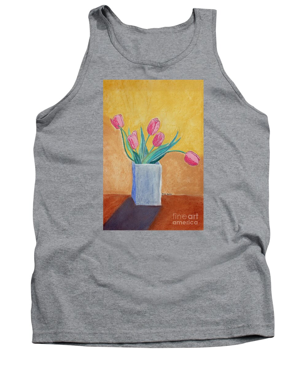 Tulip Tank Top featuring the painting Pink Tulips by Norma Appleton