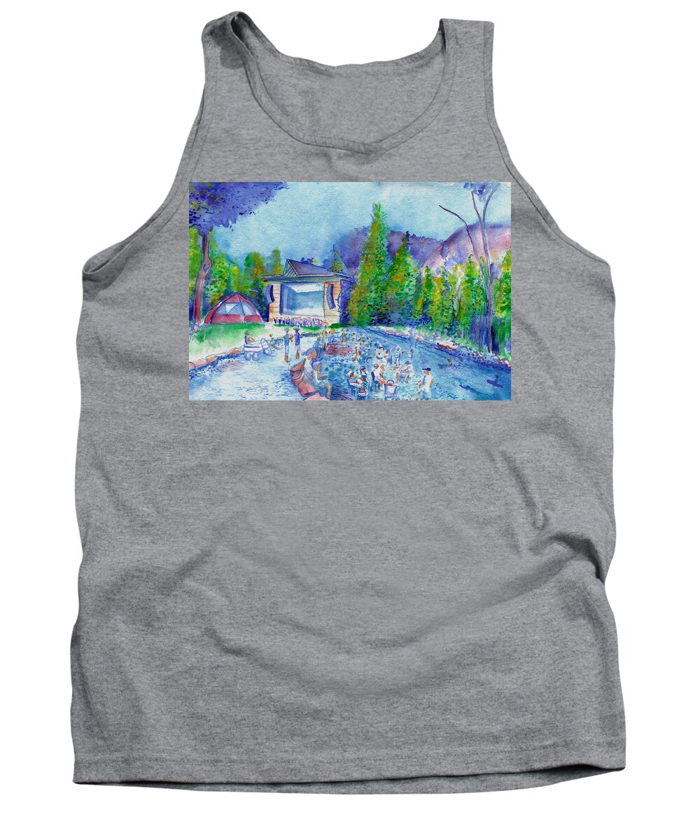 Planet Bluegrass Tank Top featuring the painting Planet Bluegrass Lyons Colorado by David Sockrider